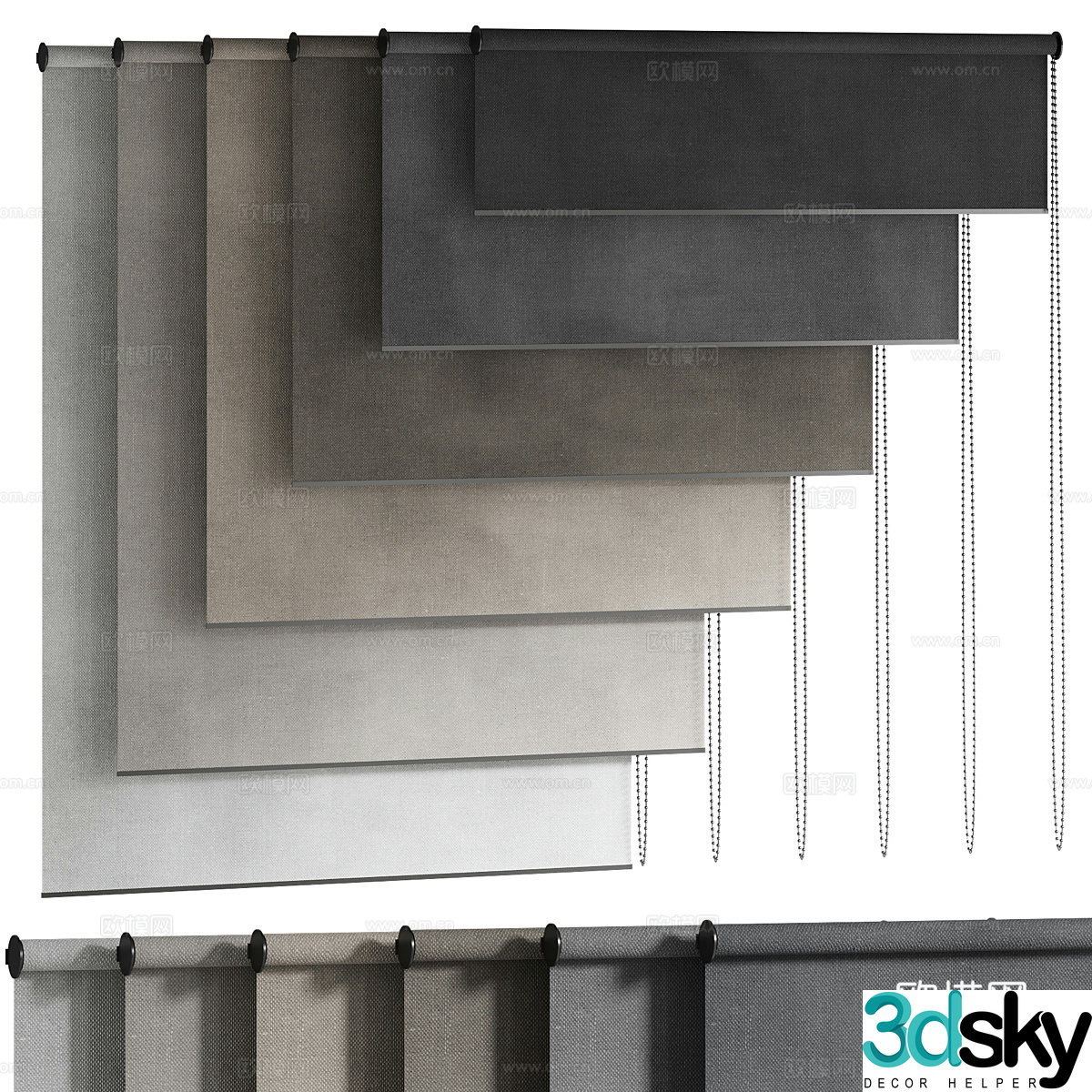 Modern fabric roller blind 3D model