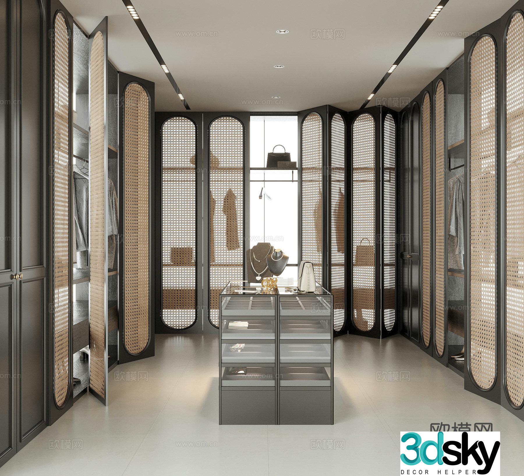 Modern island cloakroom wardrobe 3d model