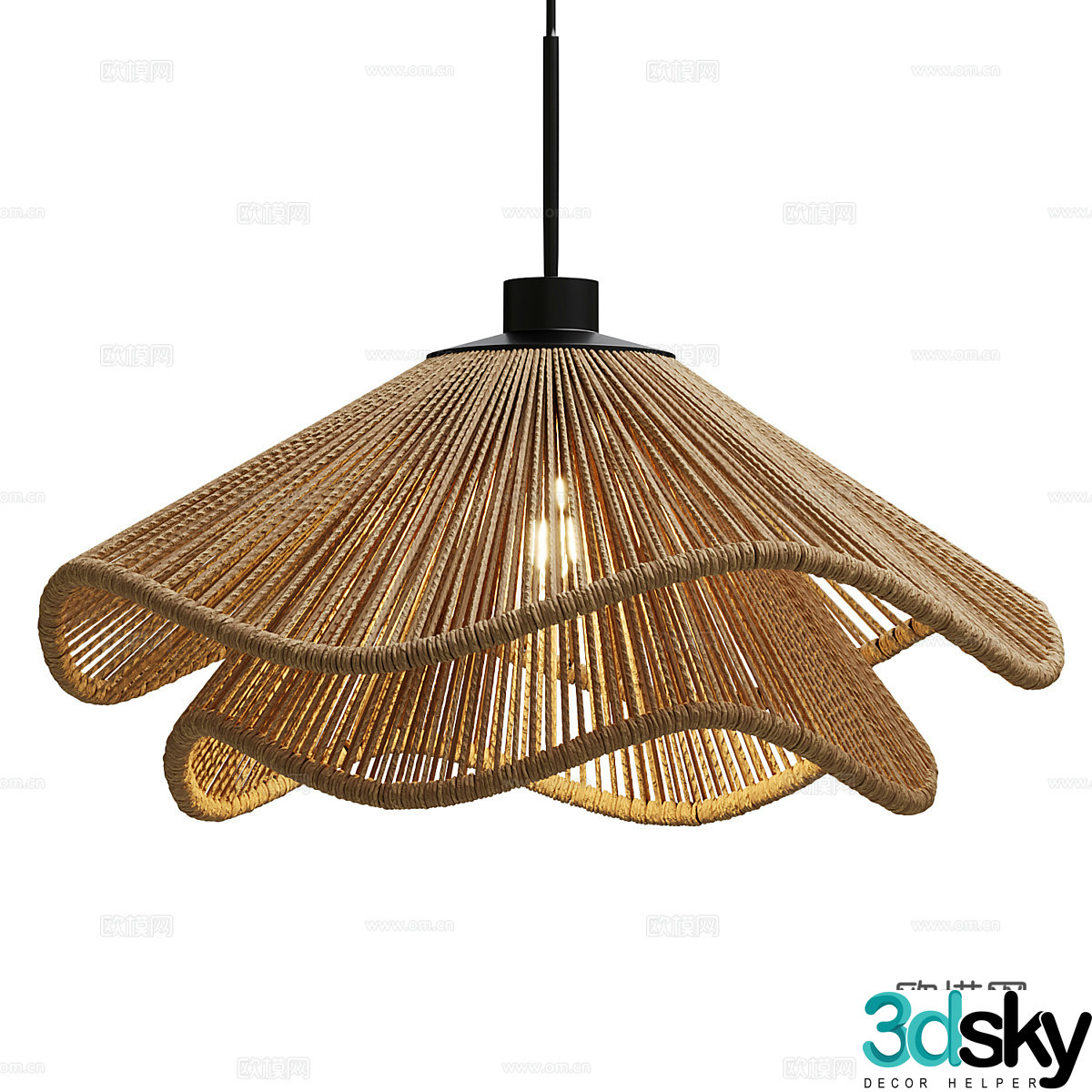 New Chinese style wasabi decorative chandelier 3D model