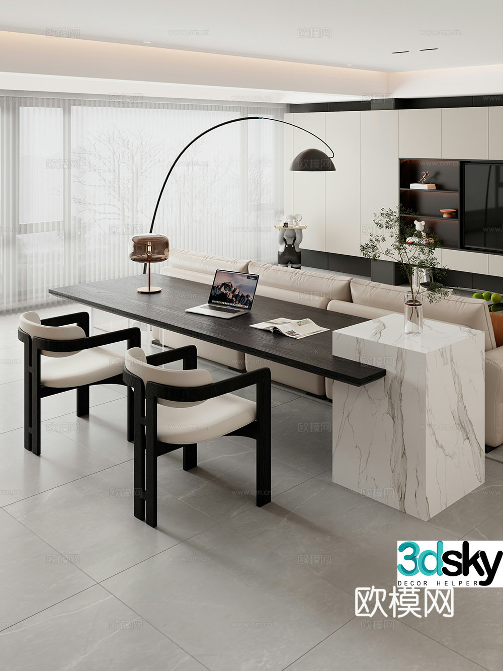 Current horizontal hall table tea table big table desk computer desk simple desk 3D model