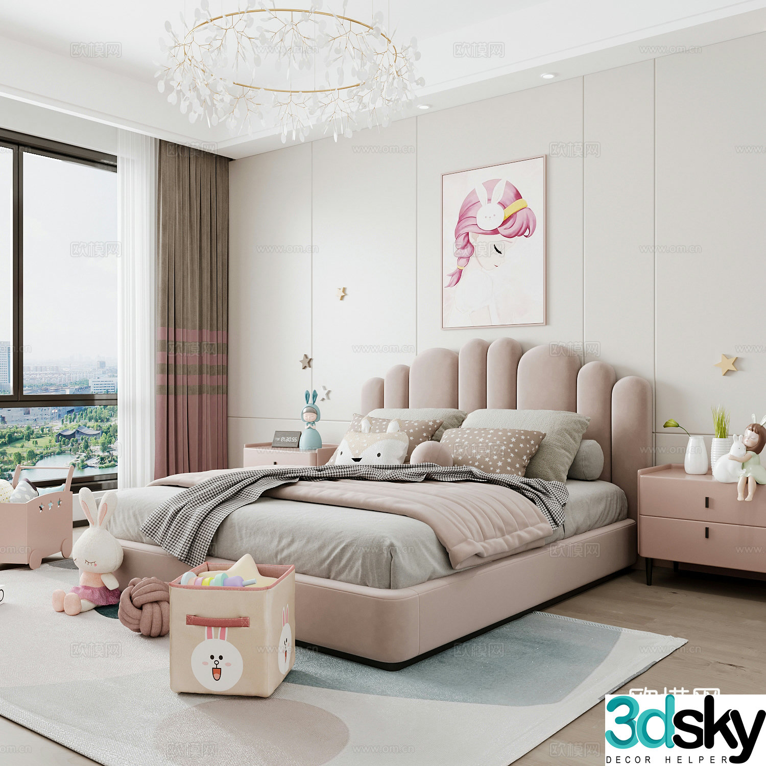Modern children’s room boy’s room girl’s room children’s bed children’s wardrobe children’s desk 3d model