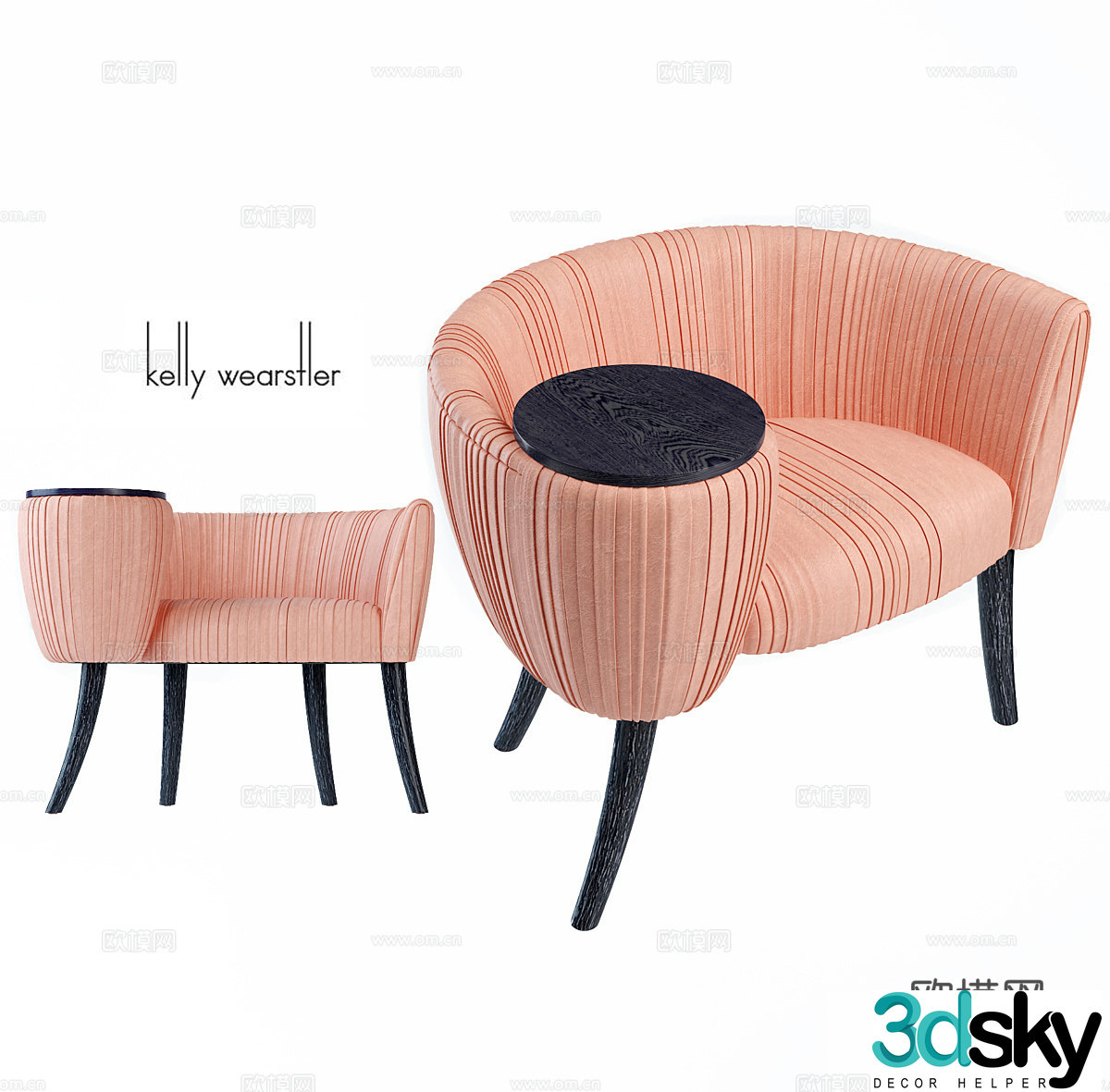 Souffle cocktail chair souffle footrest 3d model