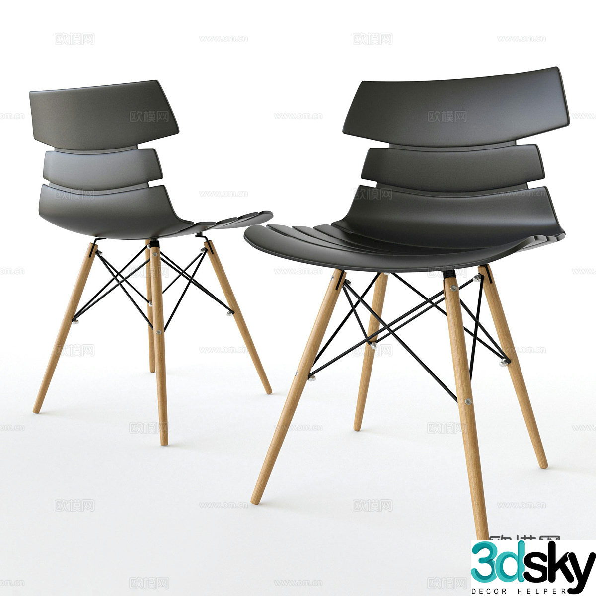 Modern single chair casual chair dining chair 3d model