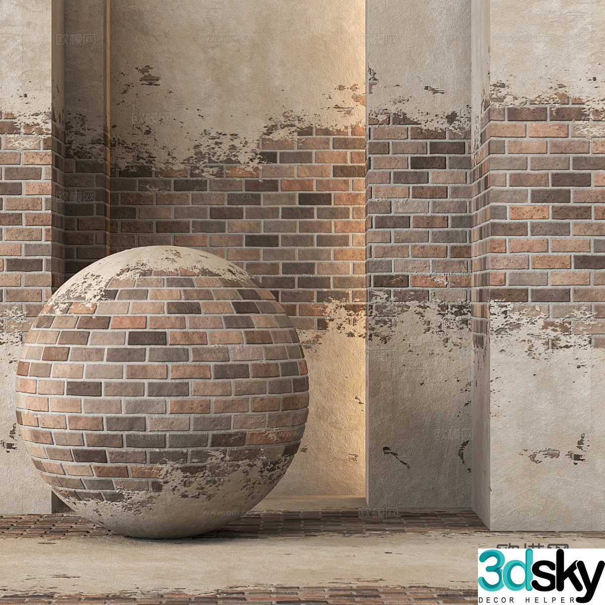 Old brick wall retro brick antique brick exterior brick wall 3d model