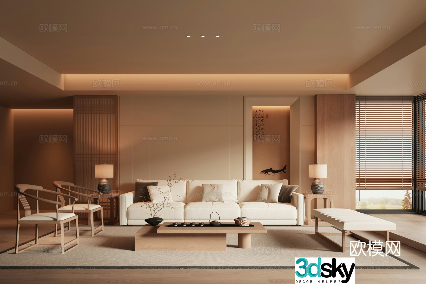 New Chinese Song style living room 3D model