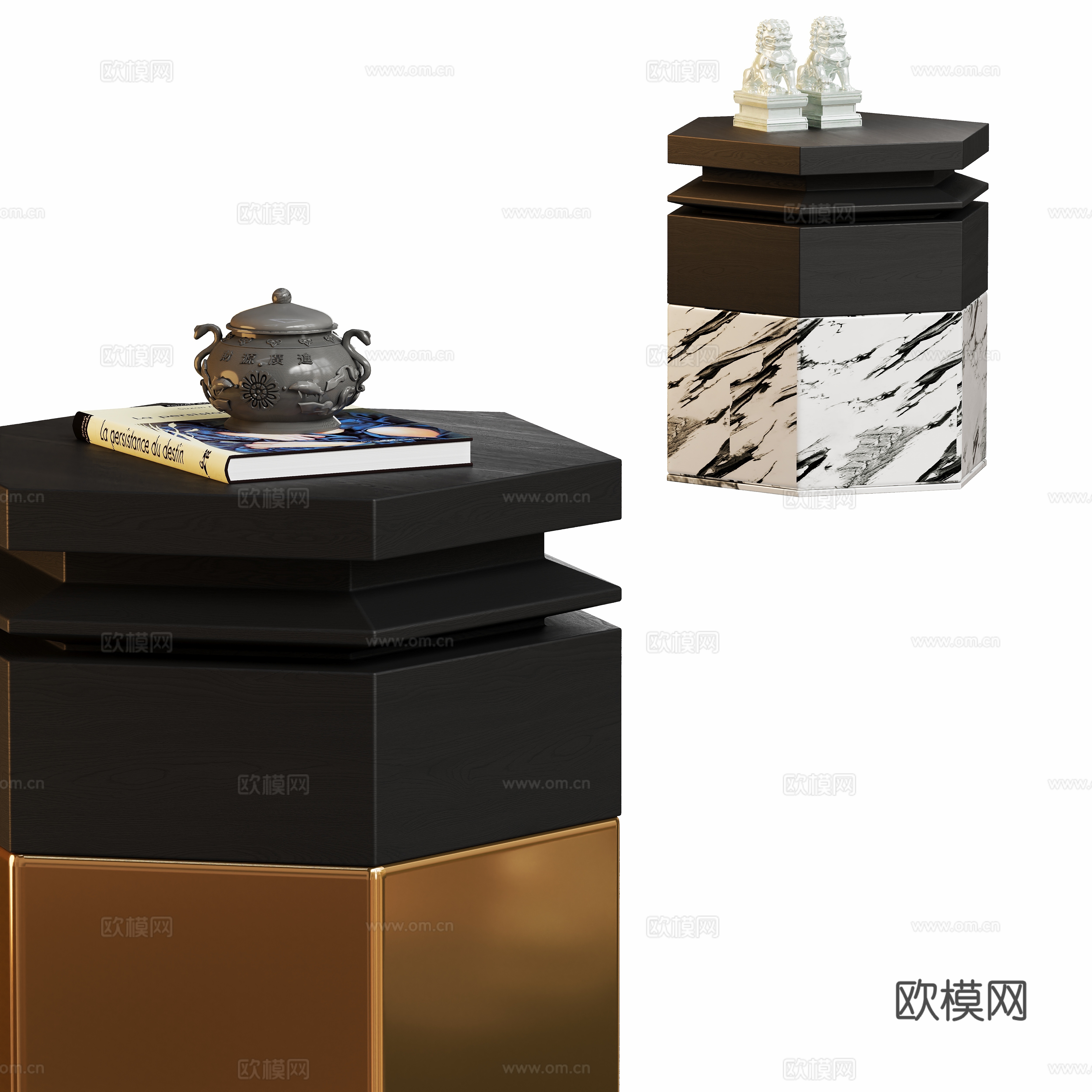 Modern stone log edge corners 3D model