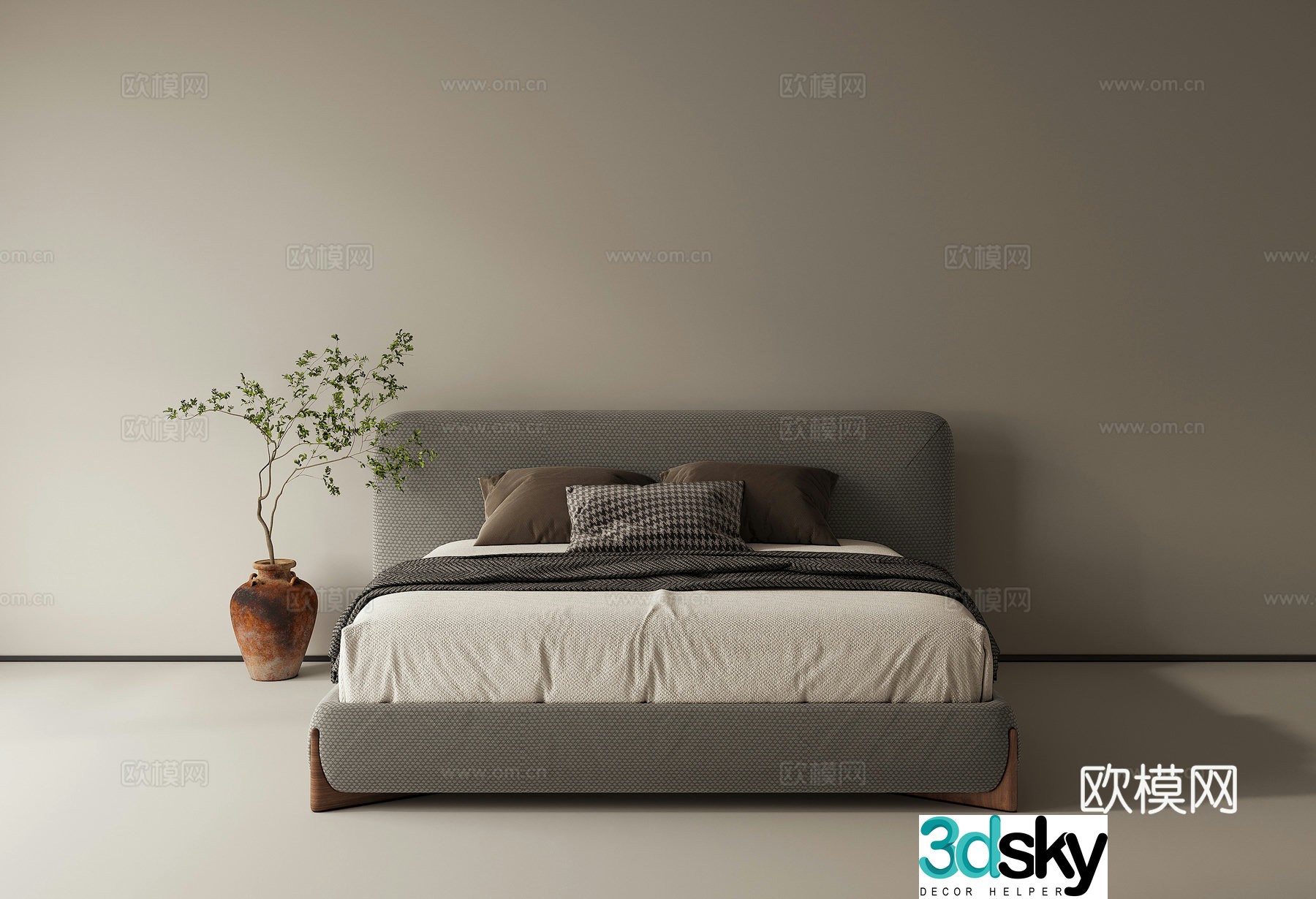 Middle-aged double bed 3d model