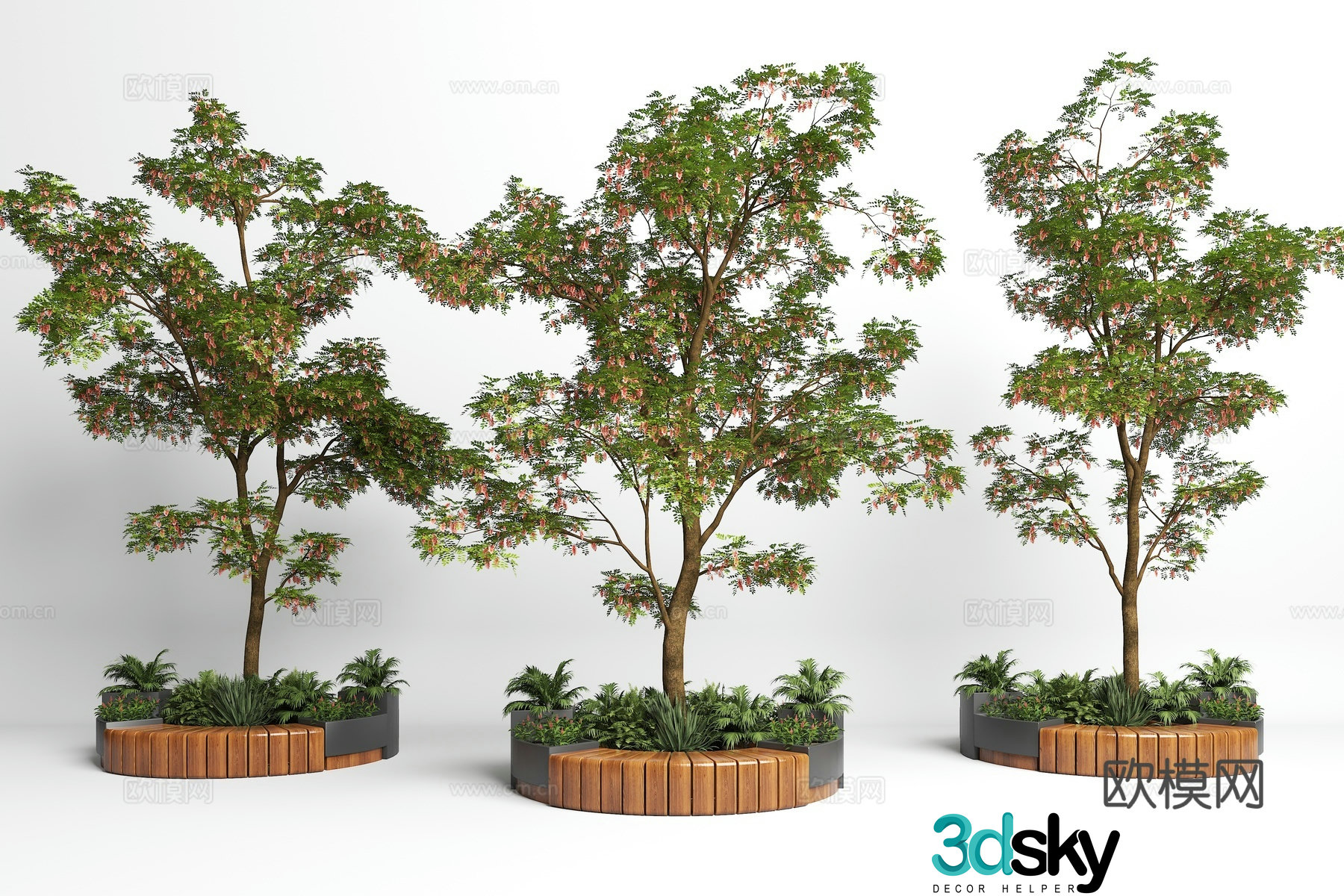 Modern landscape seats Landscape tree pool stool 3D model