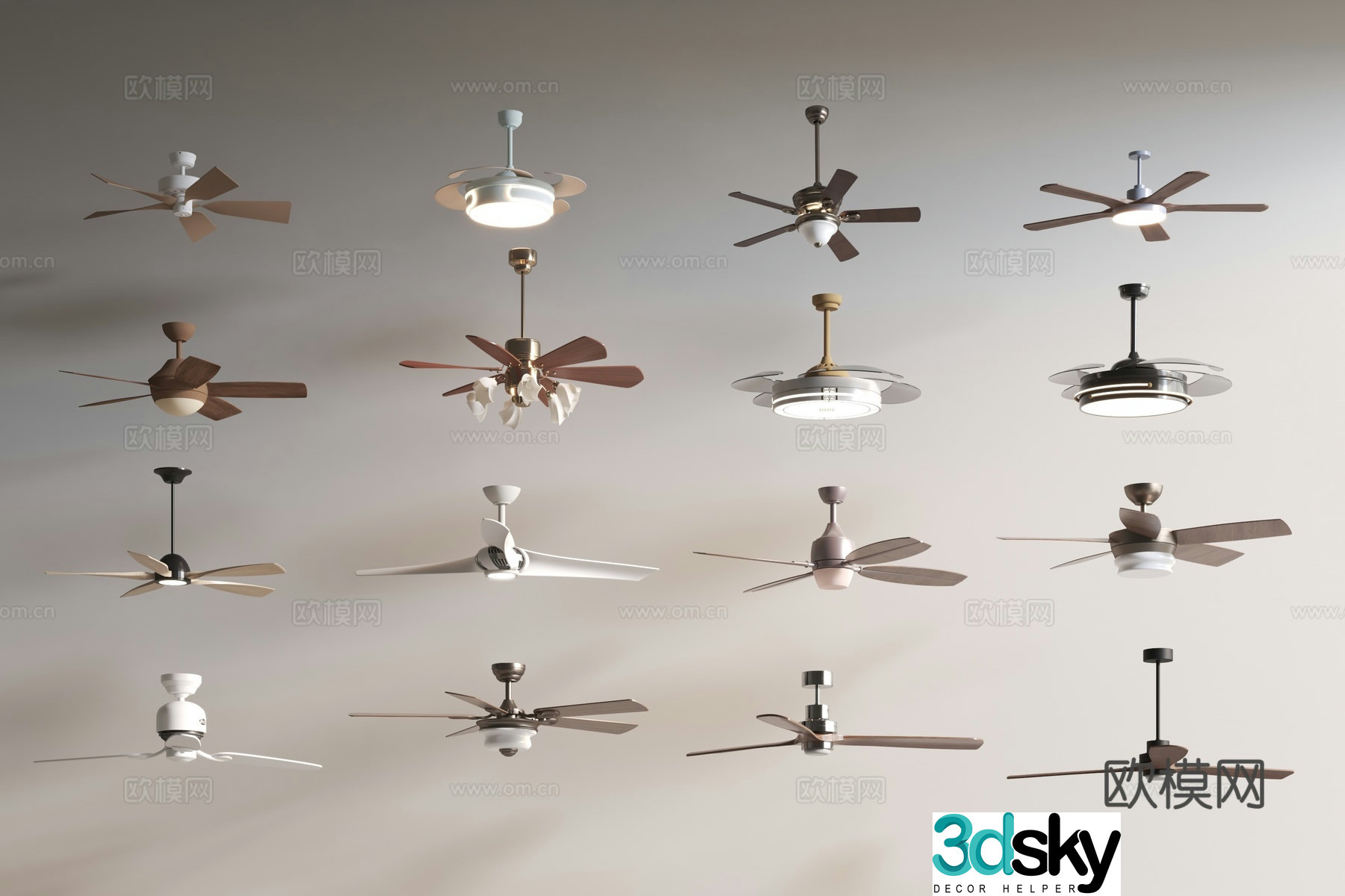 Fan light Chandelier 3d model