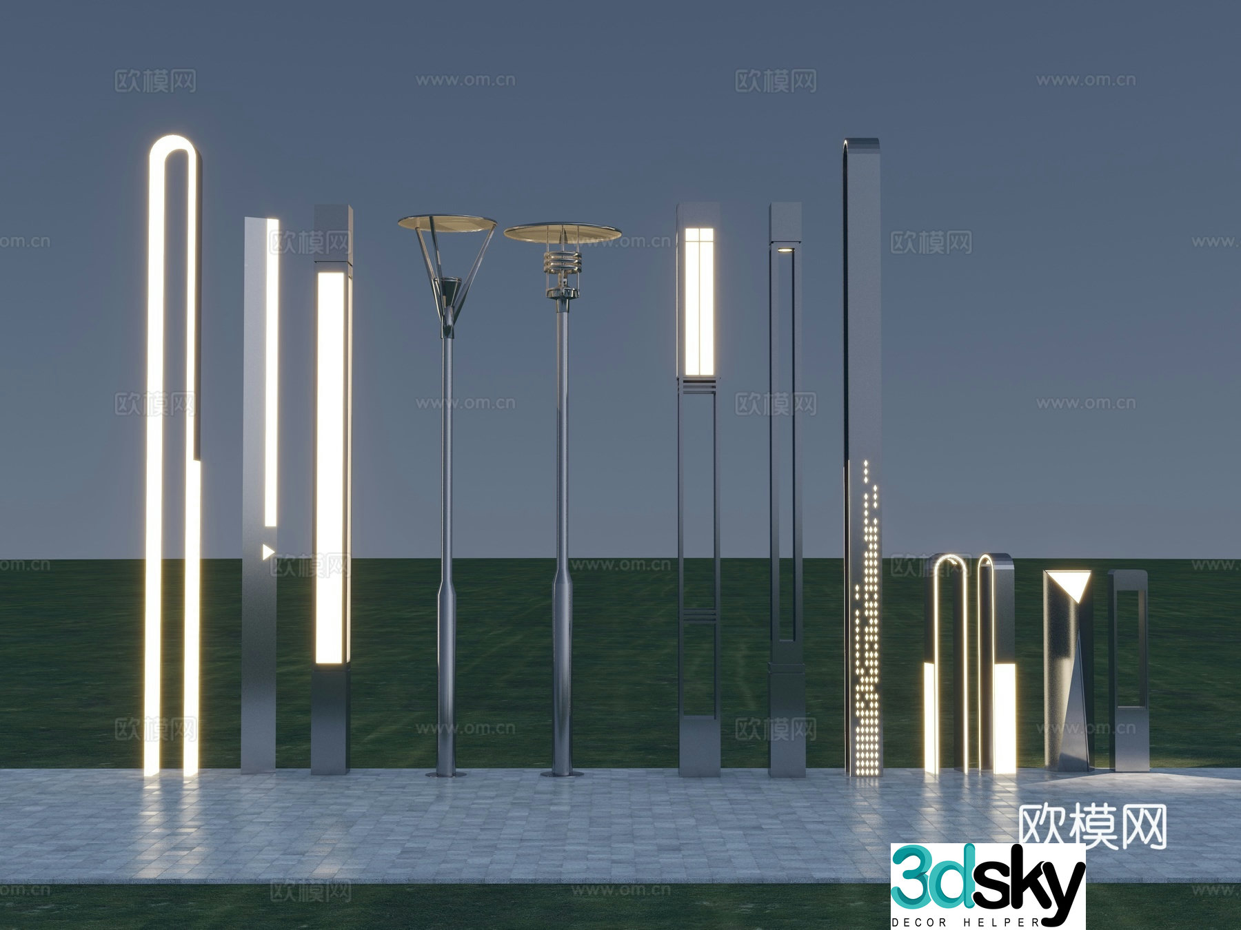 Modern Landscape Street Light Lawn Light 3D Model