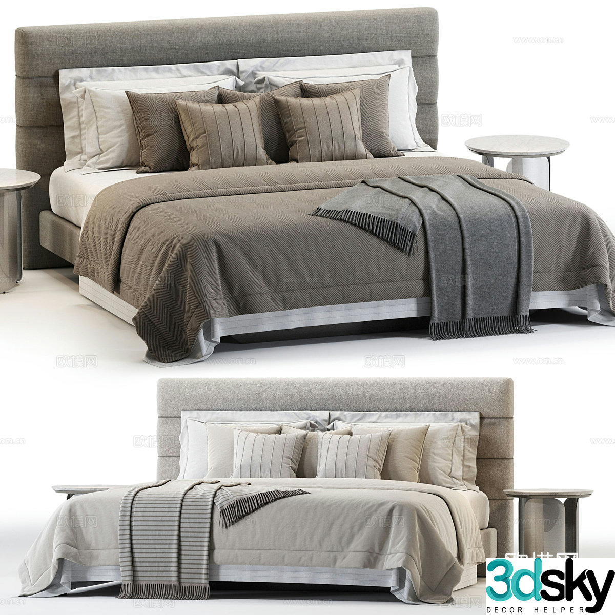 New Chinese Domkapa Yumi Fabric Double Bed 3D Model