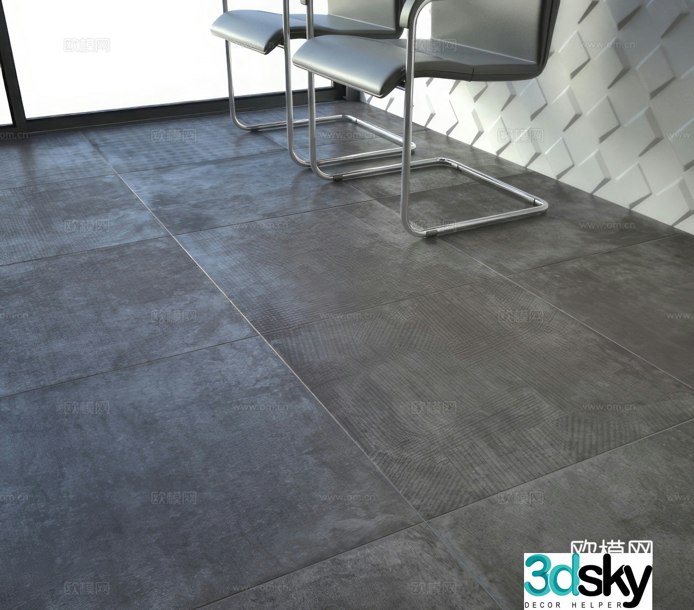 Modern dark antique tiles 3d model