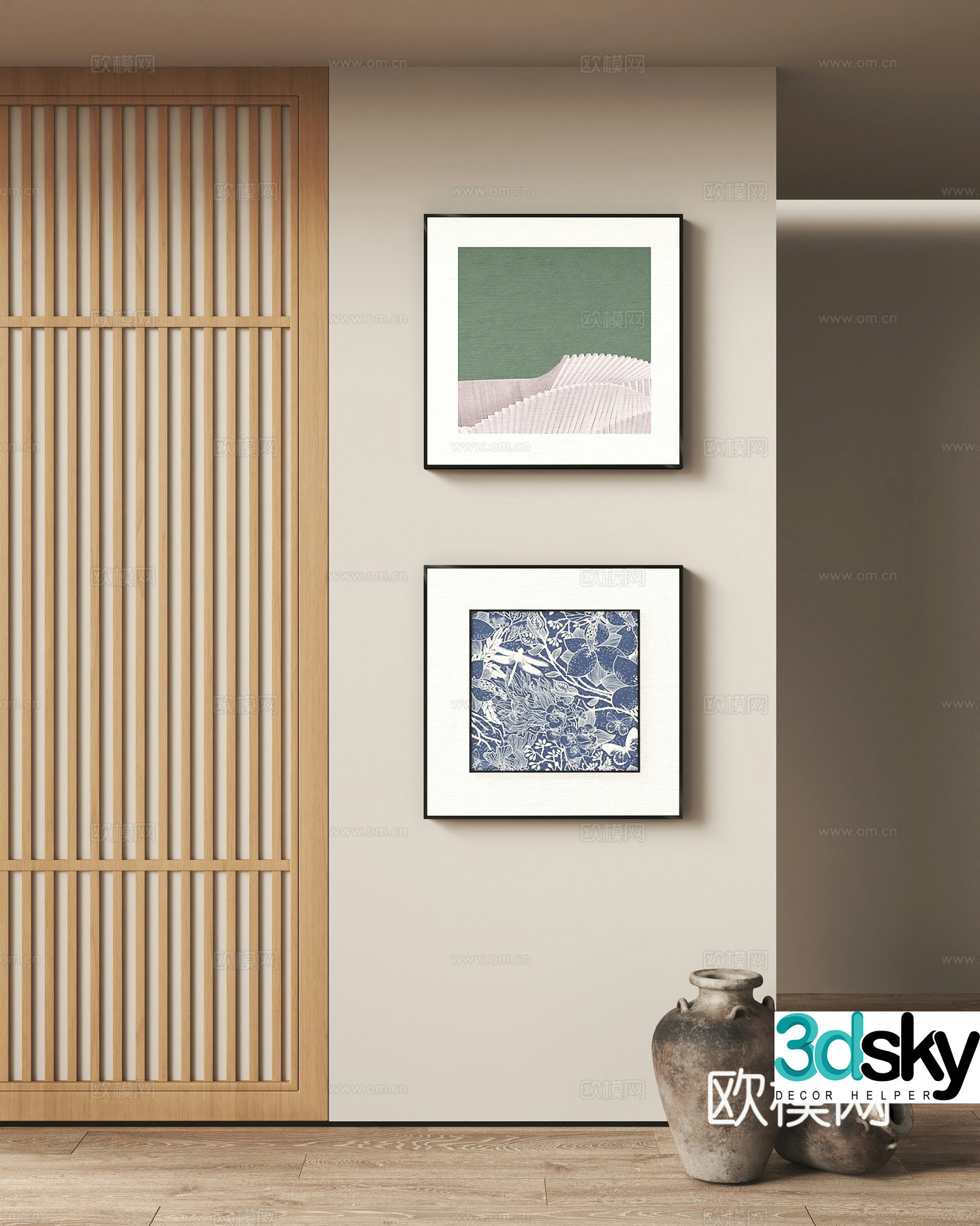 Wasabi style decoration hanging painting Japanese style hanging painting 3D model