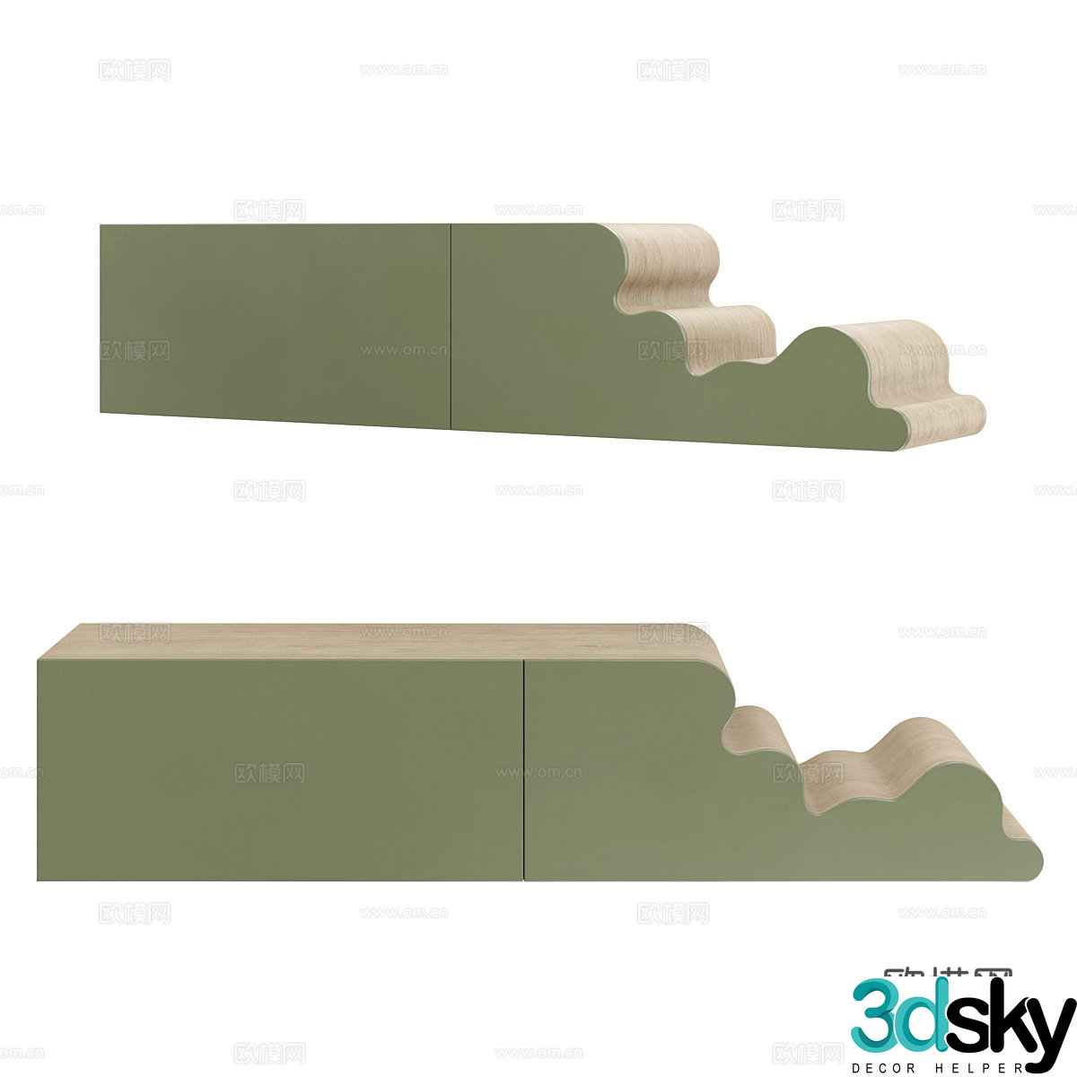 Modern Cream Style Children’s Bench 3D Model