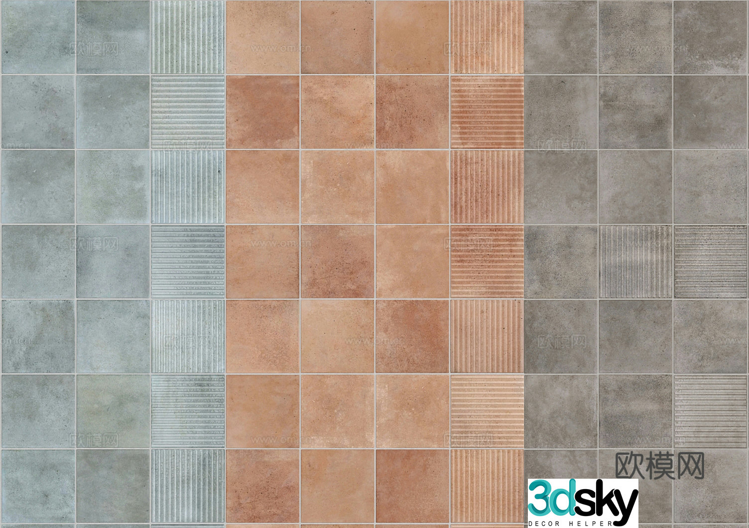 Retro wall tiles 3d model