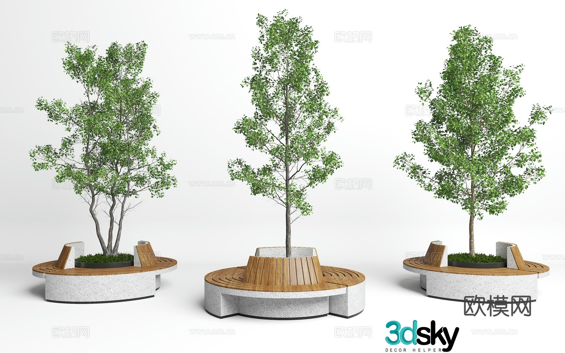 Modern landscape seats Landscape tree pool stool 3D model