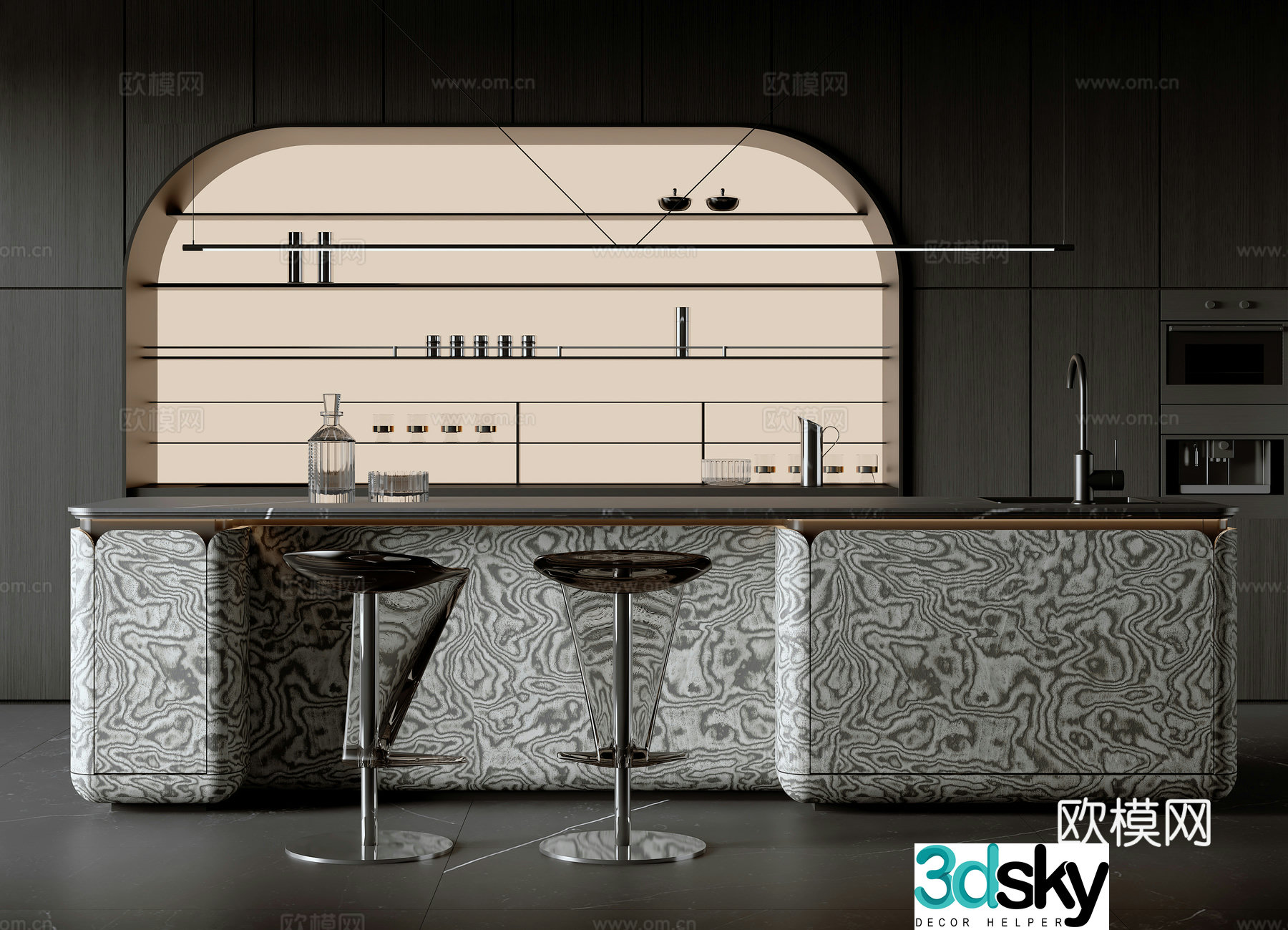 Modern Italian bar 3D model
