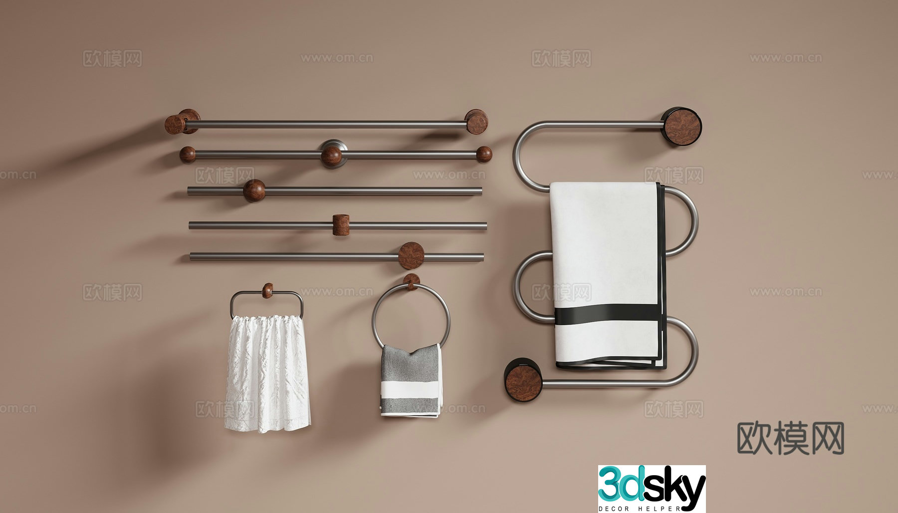 Middle-aged towel rack 3d model