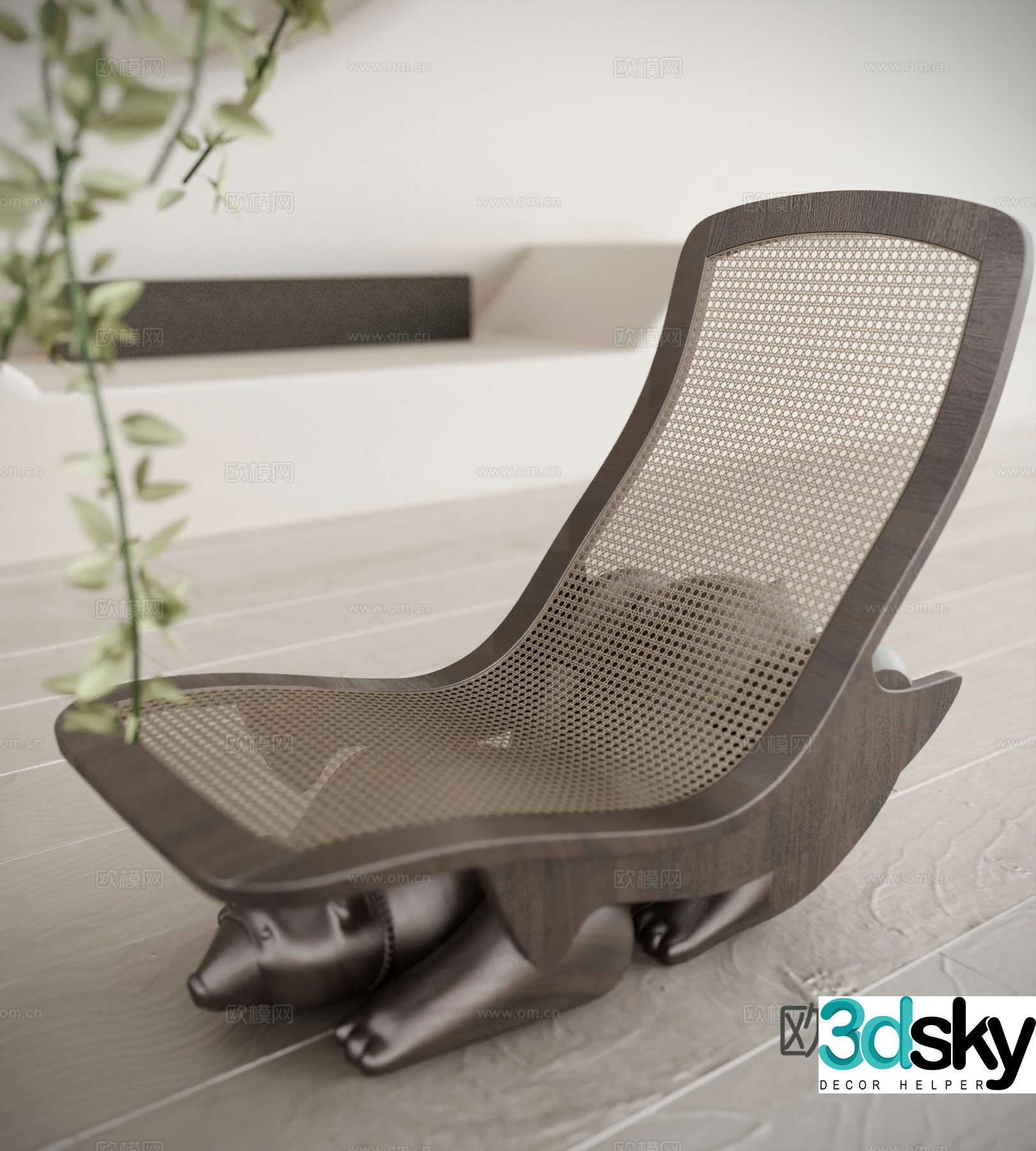 Wasabi recliner lounge chair leisure chair rattan chair 3d model