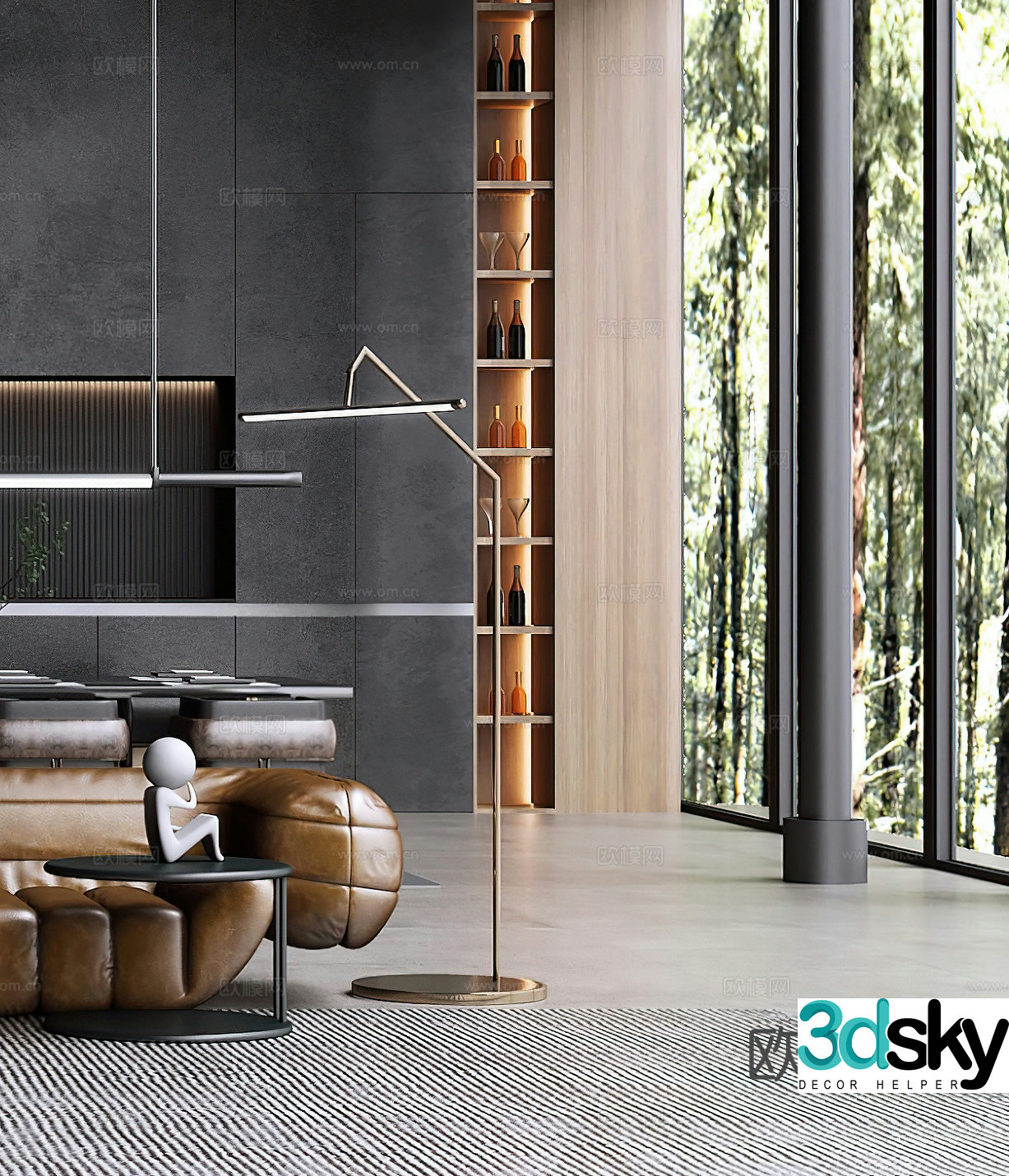 Modern floor lamp Italian floor lamp Light luxury Simple coffee table Ornament Decoration Sculpture 3D model