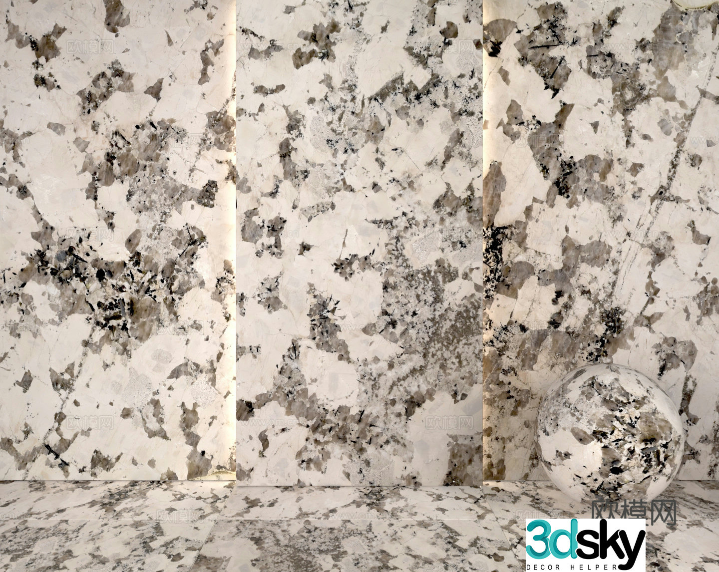 Patagonia quartzite luxury stone marble wall 3d model