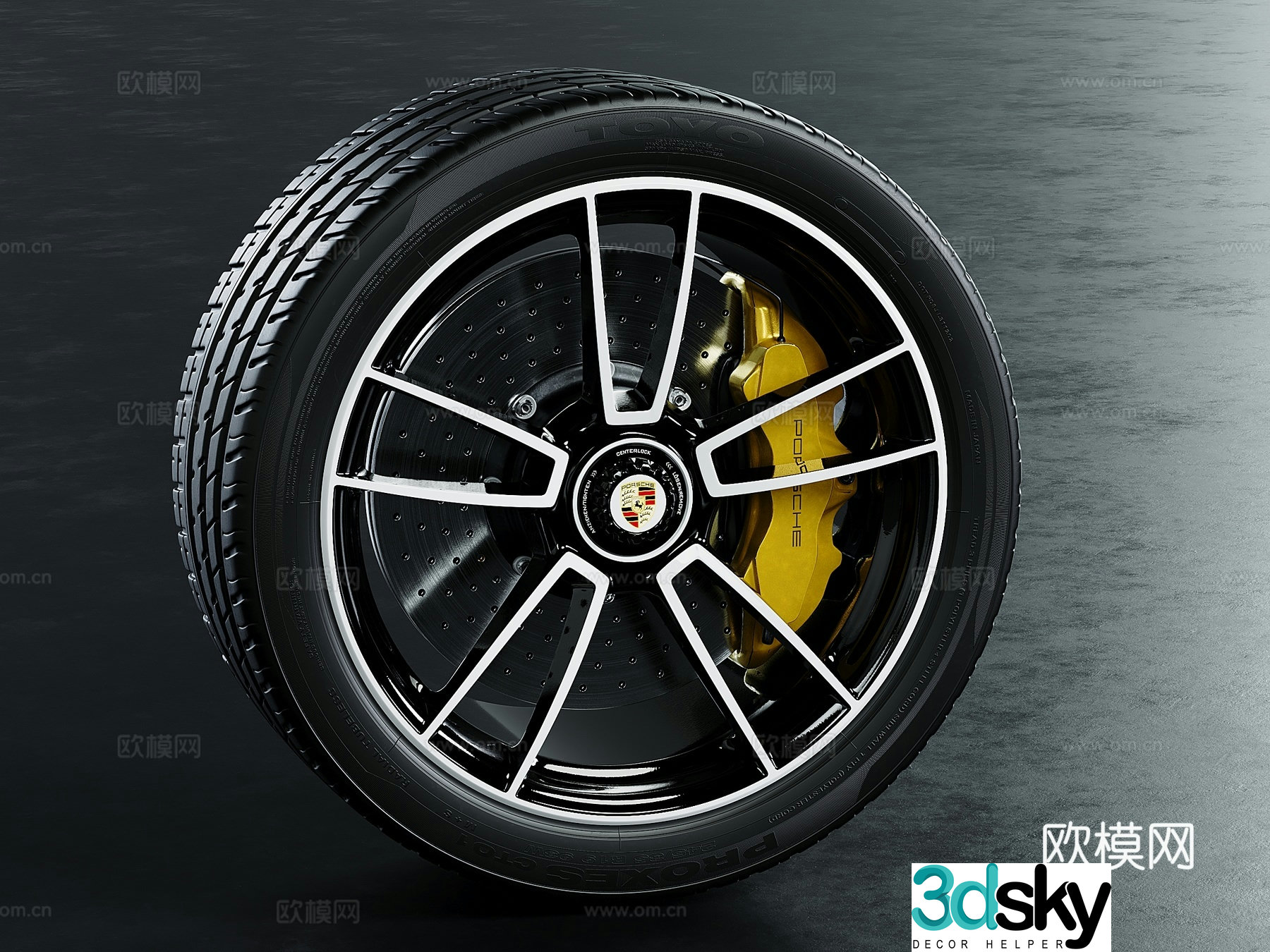 Porsche wheel hub tire 3d model