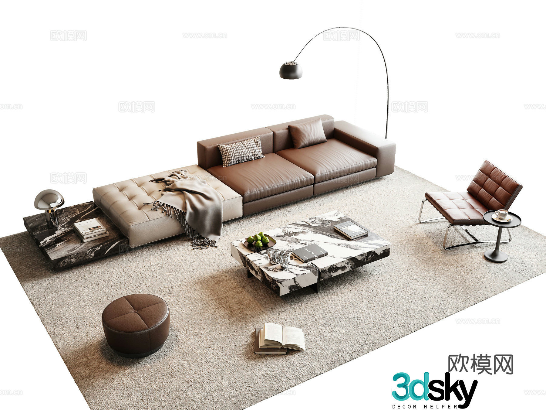 Modern Italian sofa combination 3D model