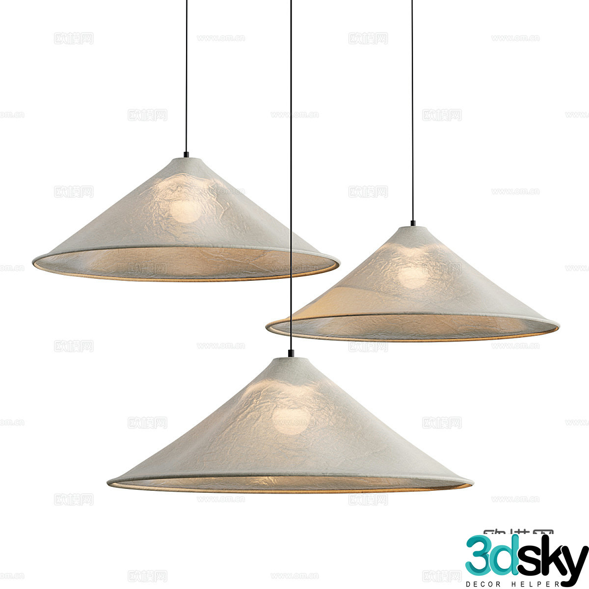 New Chinese style Siya linen chandelier 3D model