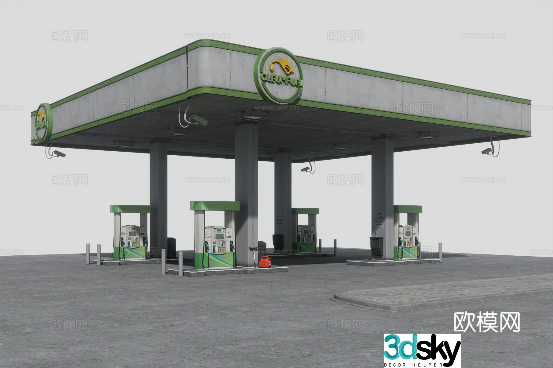Gas station canopy 3D model