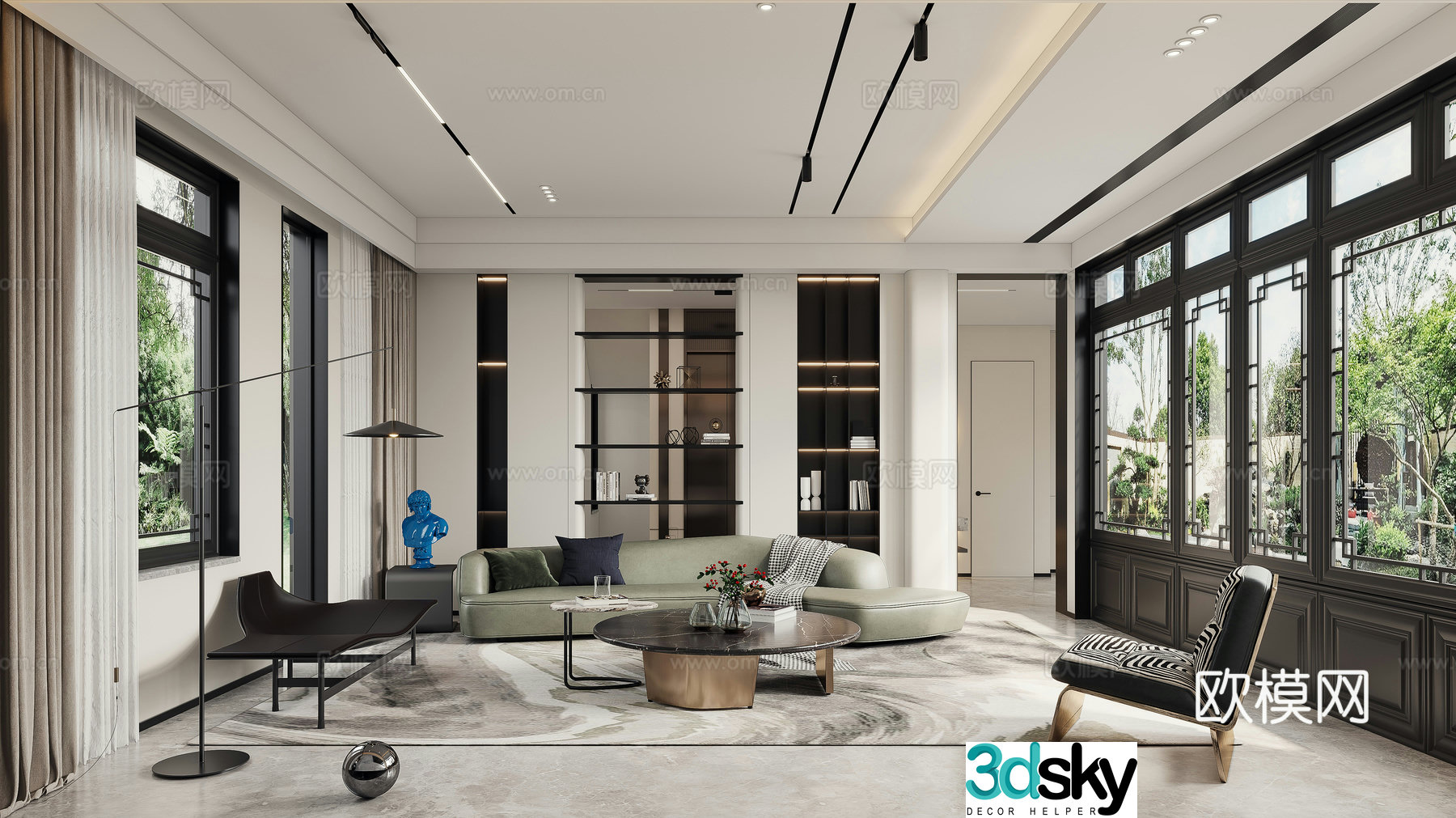 Modern living room minimalist living room Italian style villa living room modern sofa combination special sofa combination without main light 3D model
