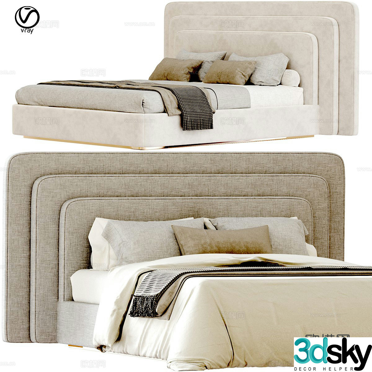 Double bed 3d model