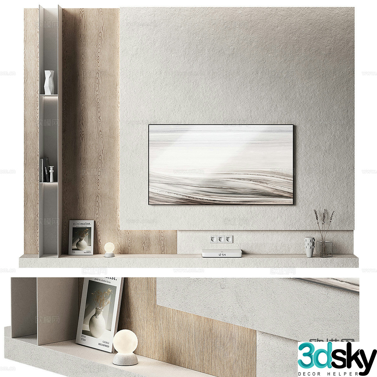 Modern Wasabi TV background wall 3d model