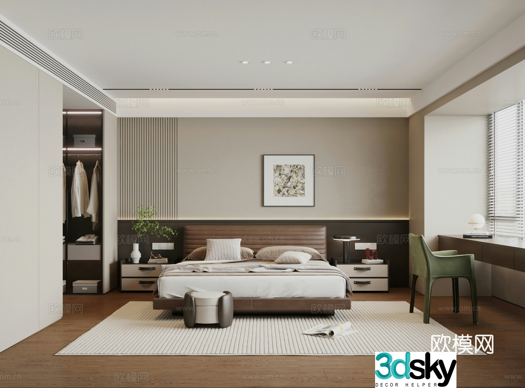 Italian bedroom Master bedroom Modern bedroom Balcony desk Bedroom without lamp Bedroom Wardrobe 3d model