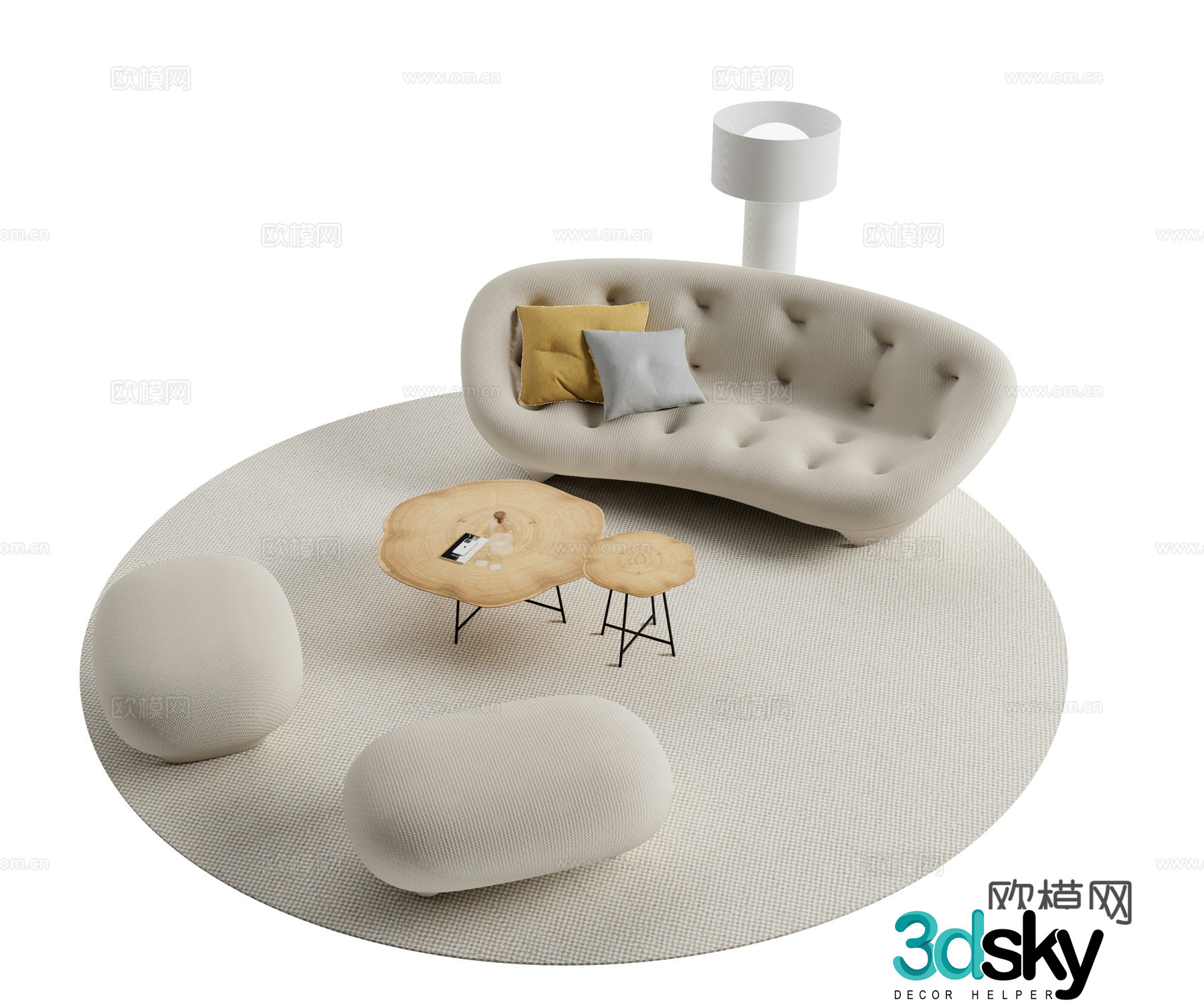 Modern sofa combination sofa coffee table combination 3D model