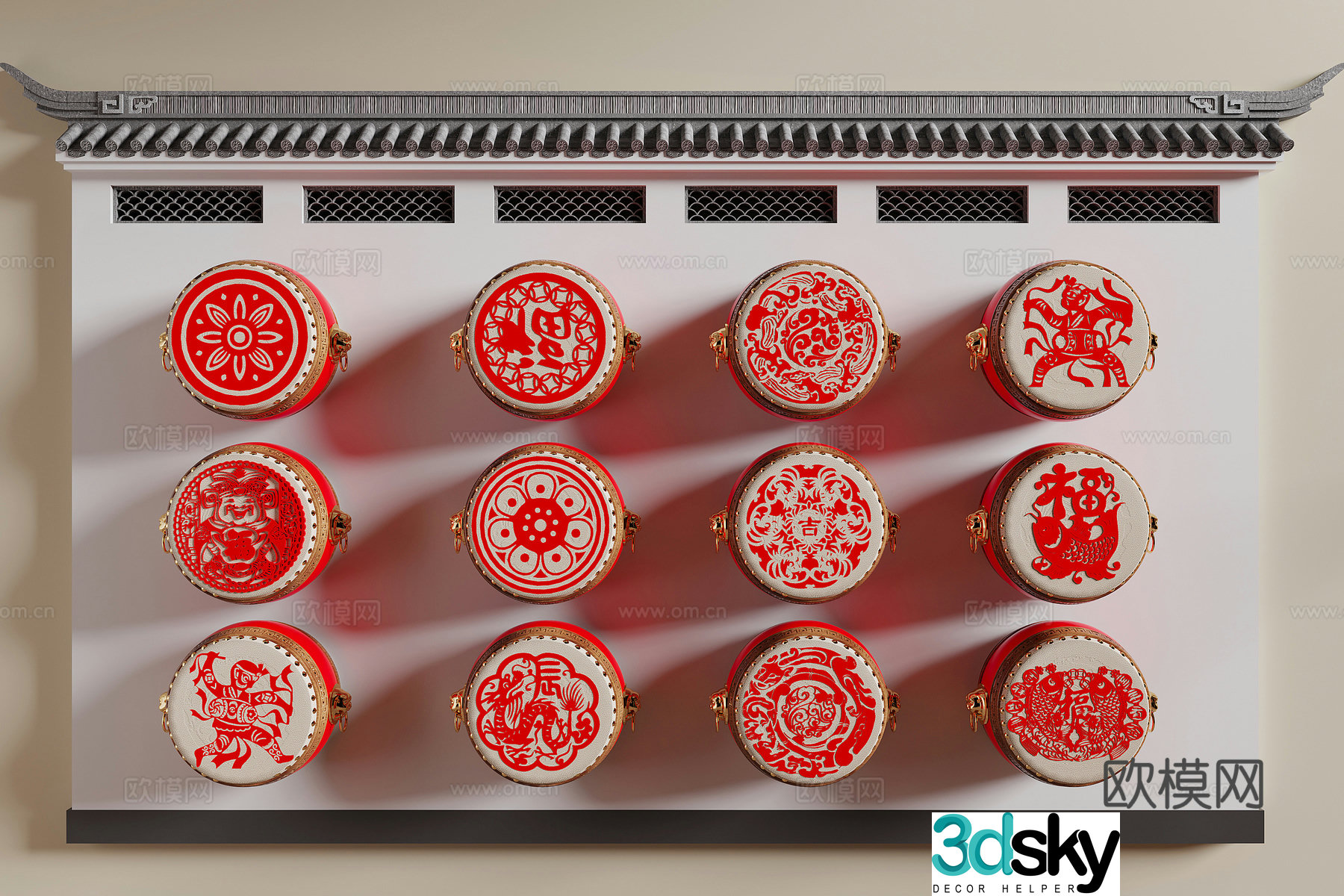 Chinese landscape wall 3D model