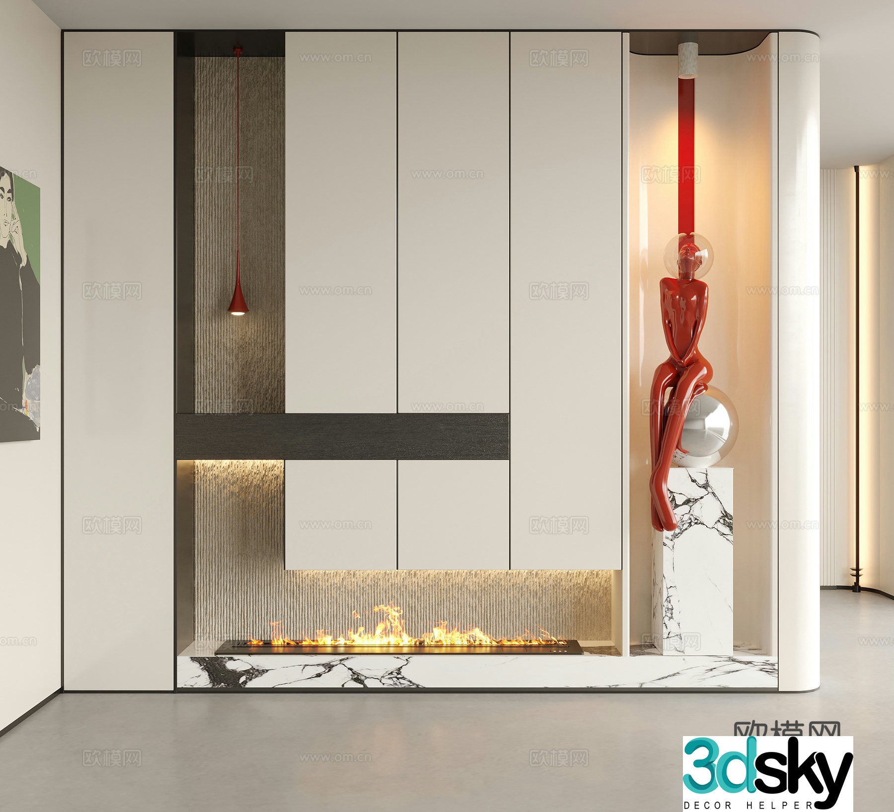 Modern decorative entrance door entrance door partition sculpture ornament 3D model