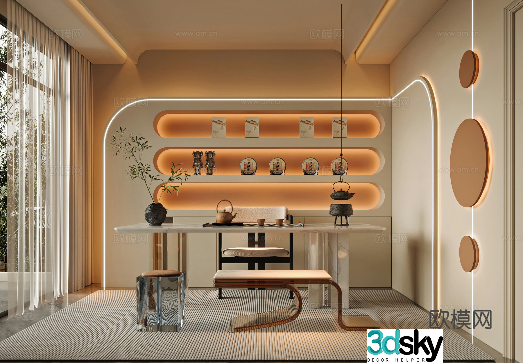 Modern tea room 3d model
