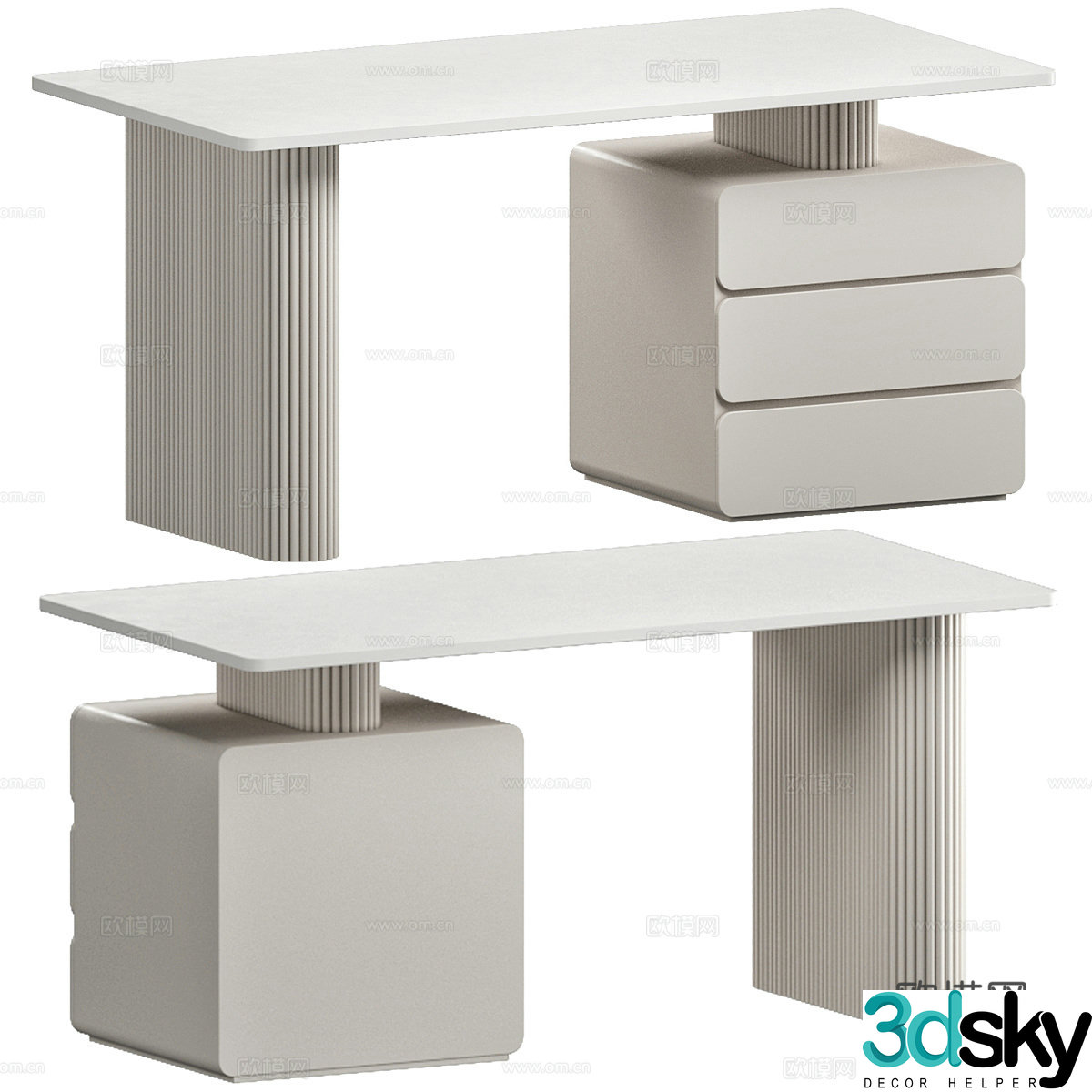 Modern Rock Plate Desk 3D Model
