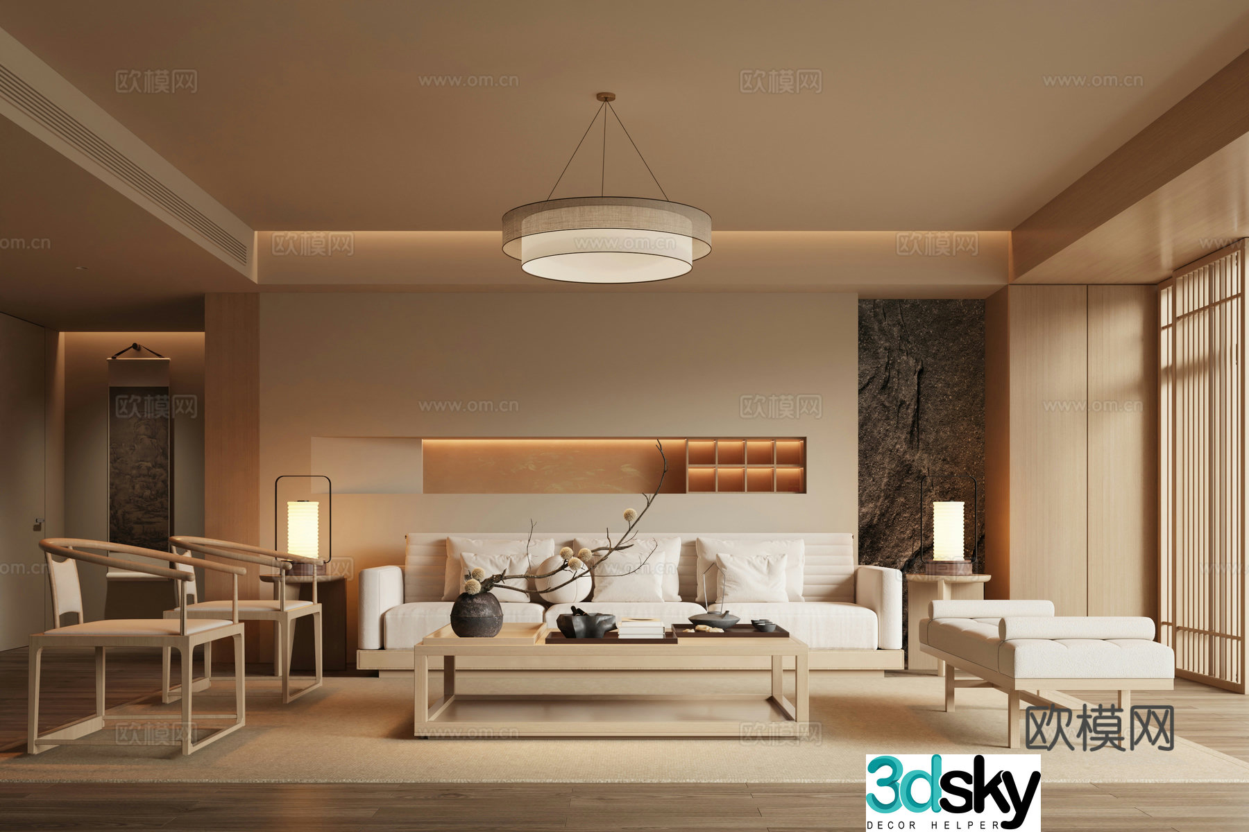 New Chinese Song style living room 3D model