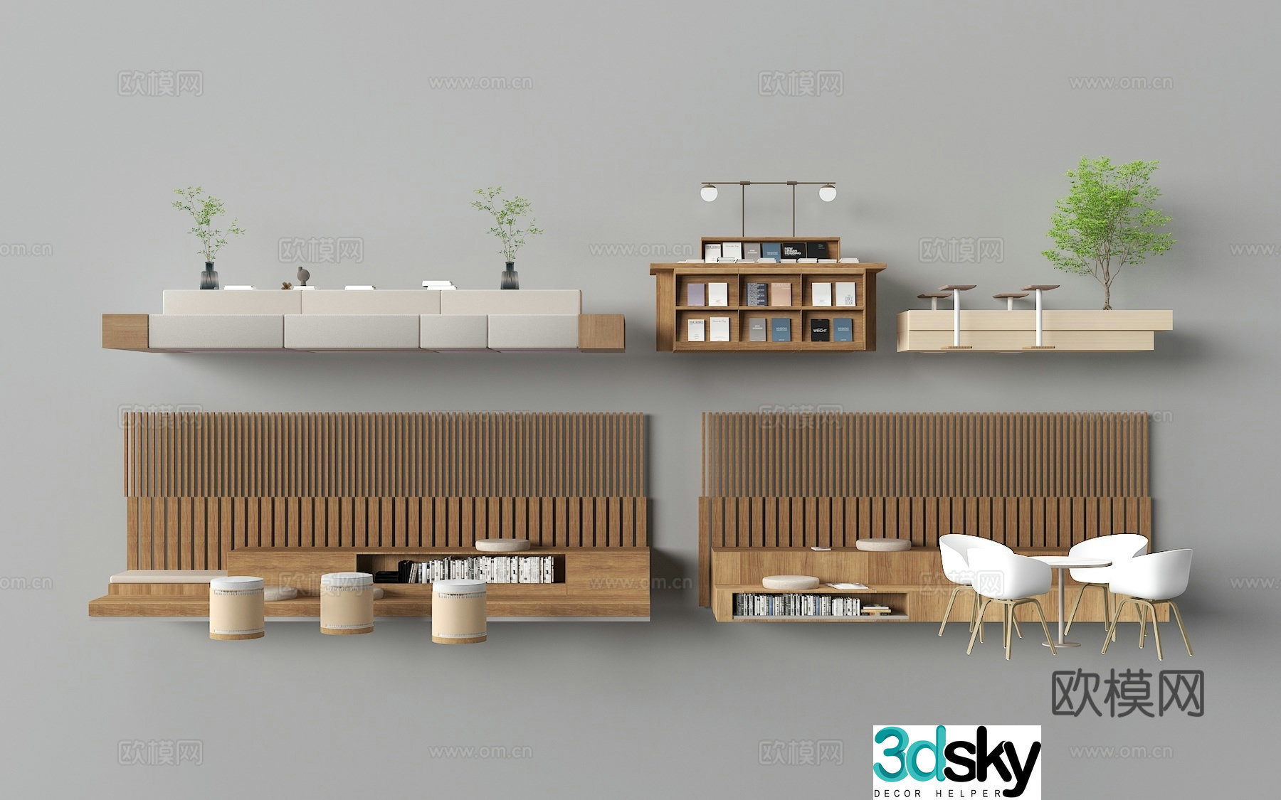 Book stool casual bench 3d model