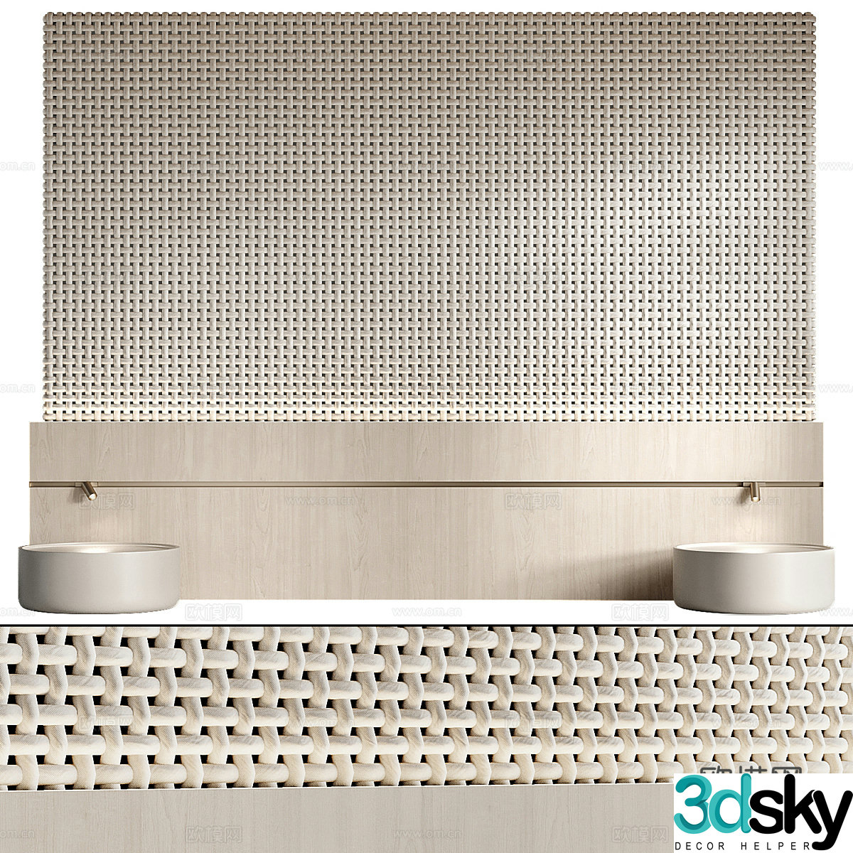 New Chinese style wabisa bedside background wall 3D model