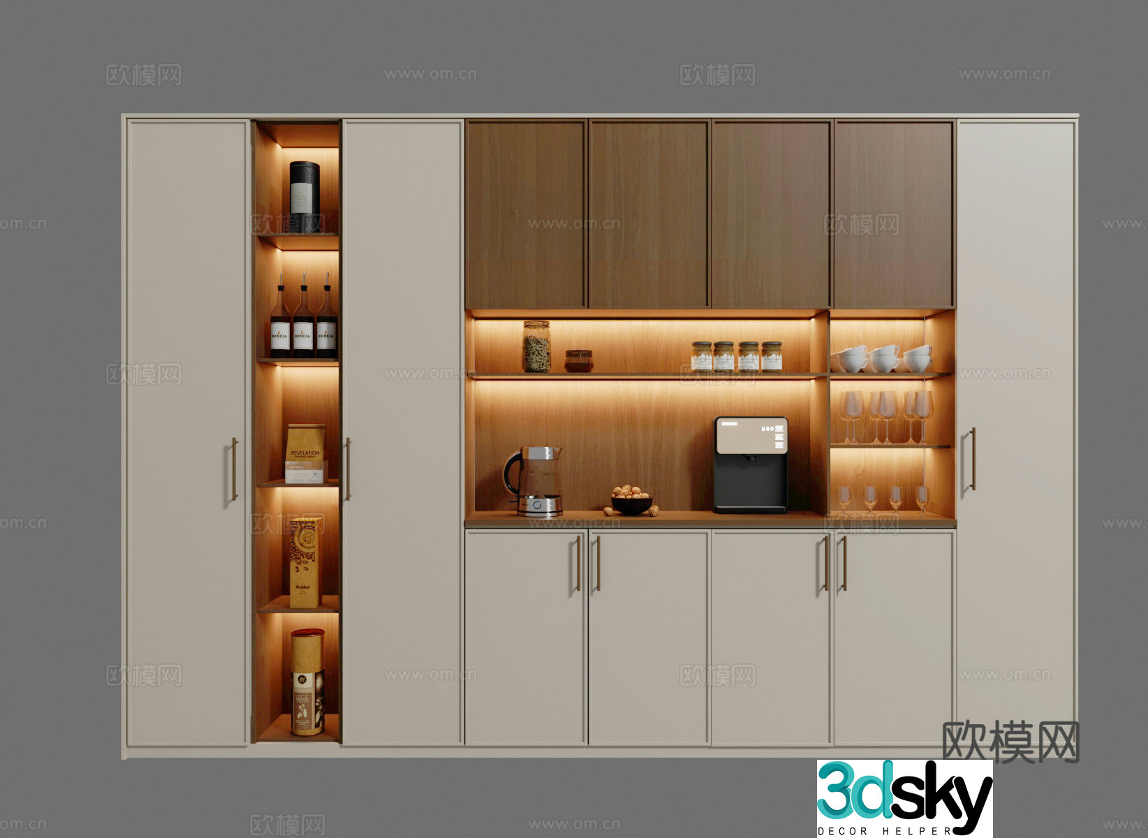 French medieval style wine cabinet 3D model
