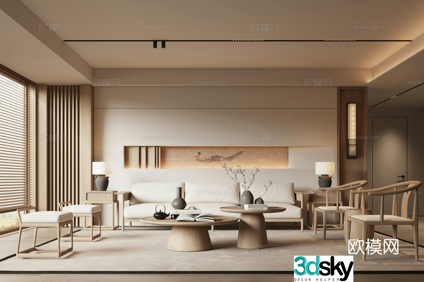 New Chinese Song style living room 3D model