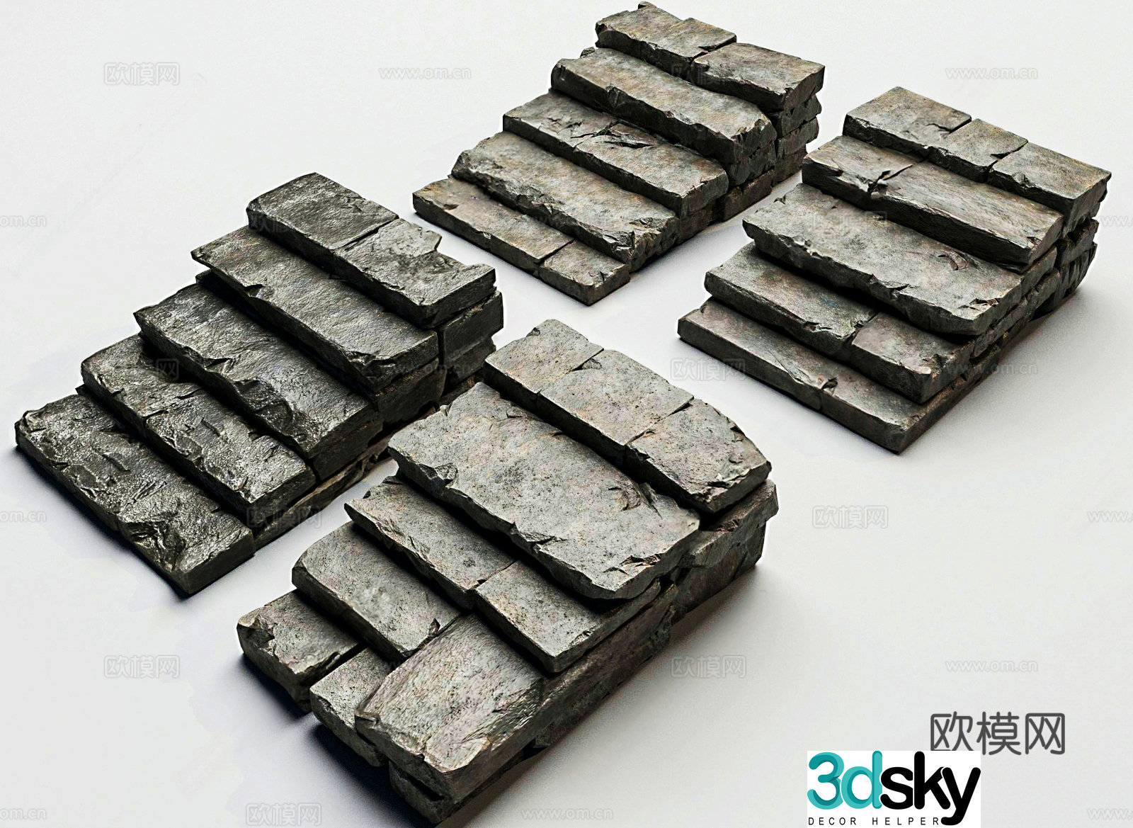 Modern stairs landscape stone steps landscape steps stone slab steps 3d model