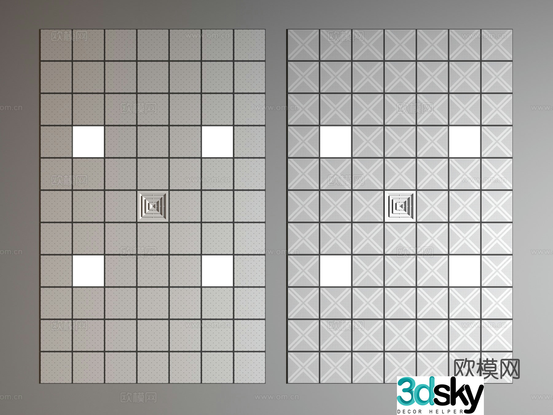Modern aluminum buckle ceiling 3D model