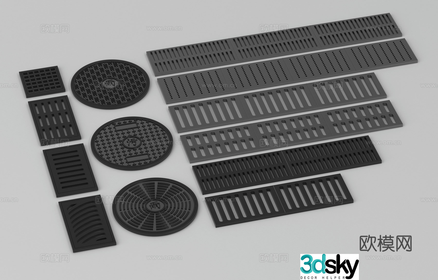 Rainwater grate drain manhole cover municipal manhole cover sewer 3D model