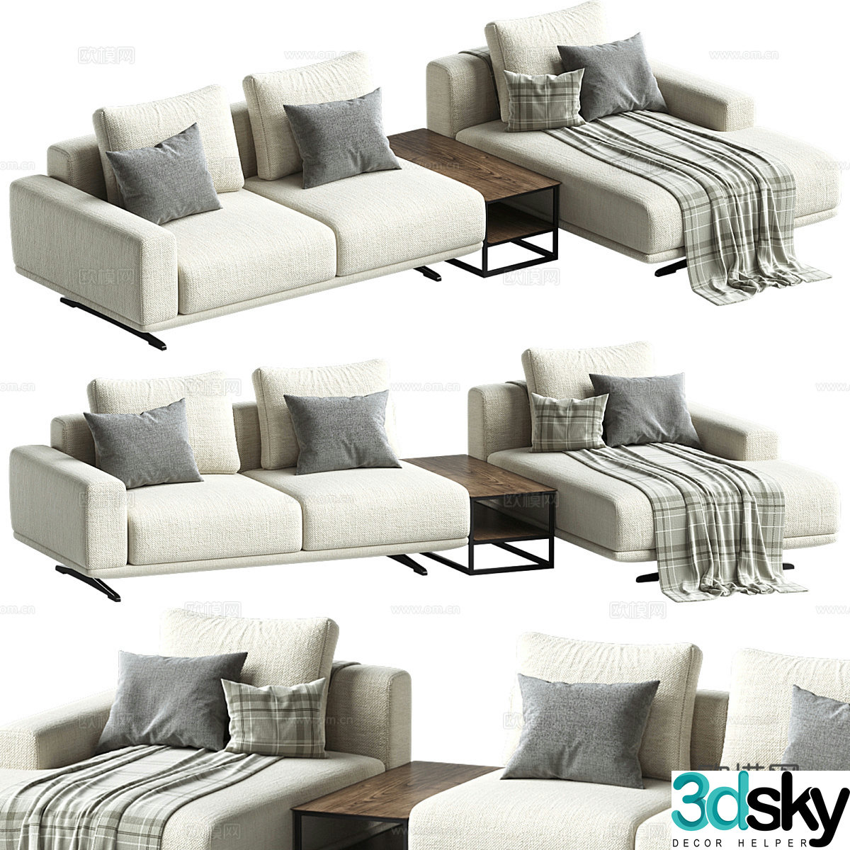 Modern Italian Zillis Module Corner Sofa 3D Model
