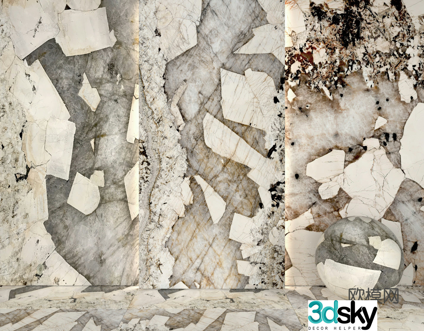 Patagonia quartzite luxury stone marble wall 3d model