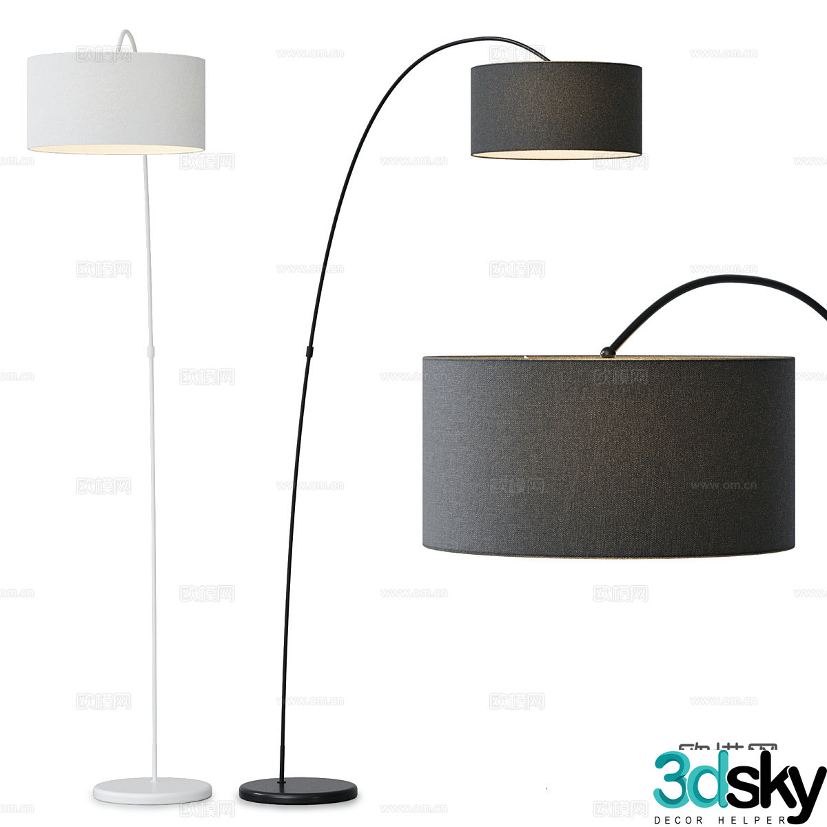 Modern Faro Barcelona PAPUA Floor Lamp 3D Model