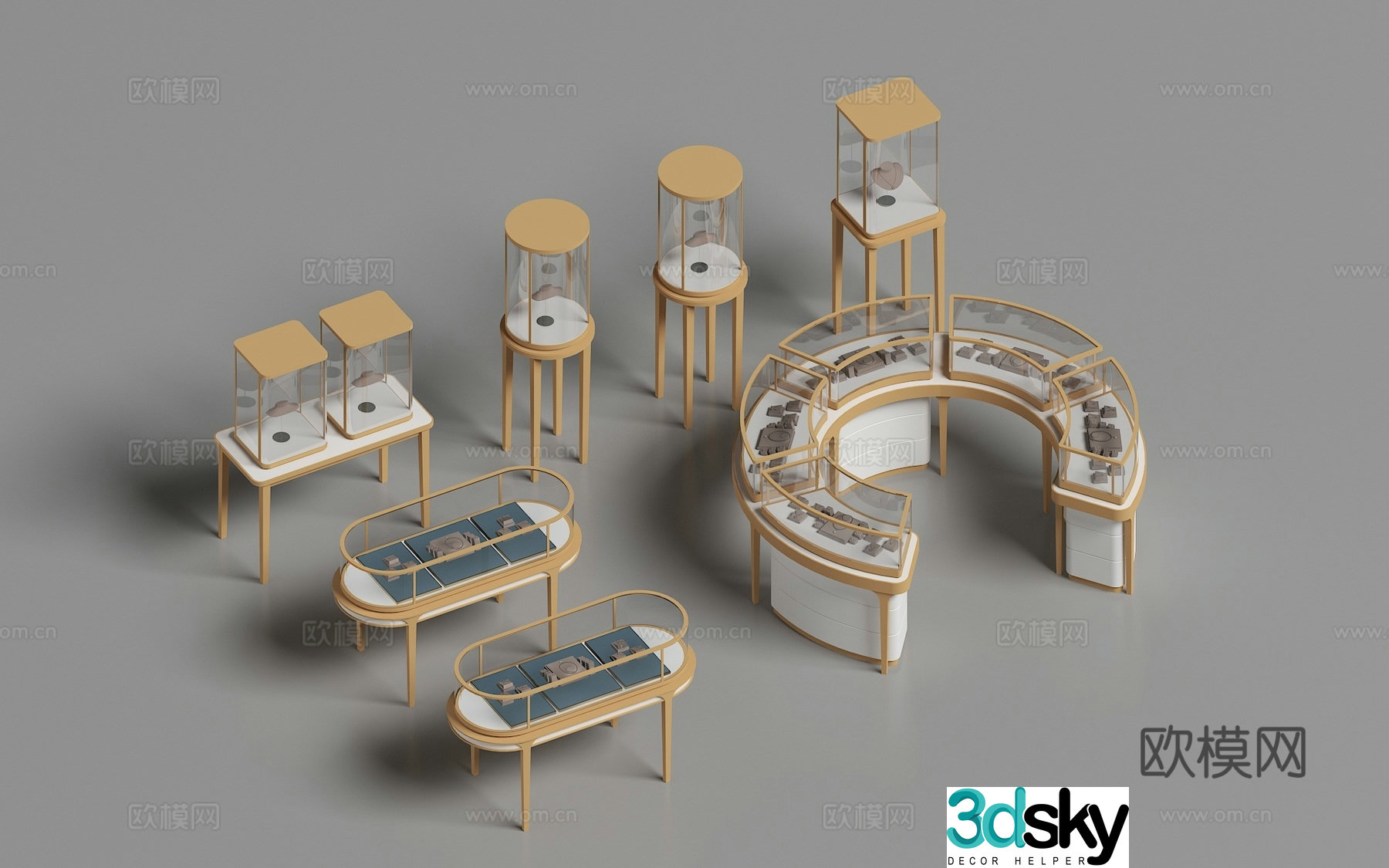 Light luxury jewelry cabinet Island jewelry cabinet Jewelry display cabinet Gold store display cabinet Display cabinet 3D model